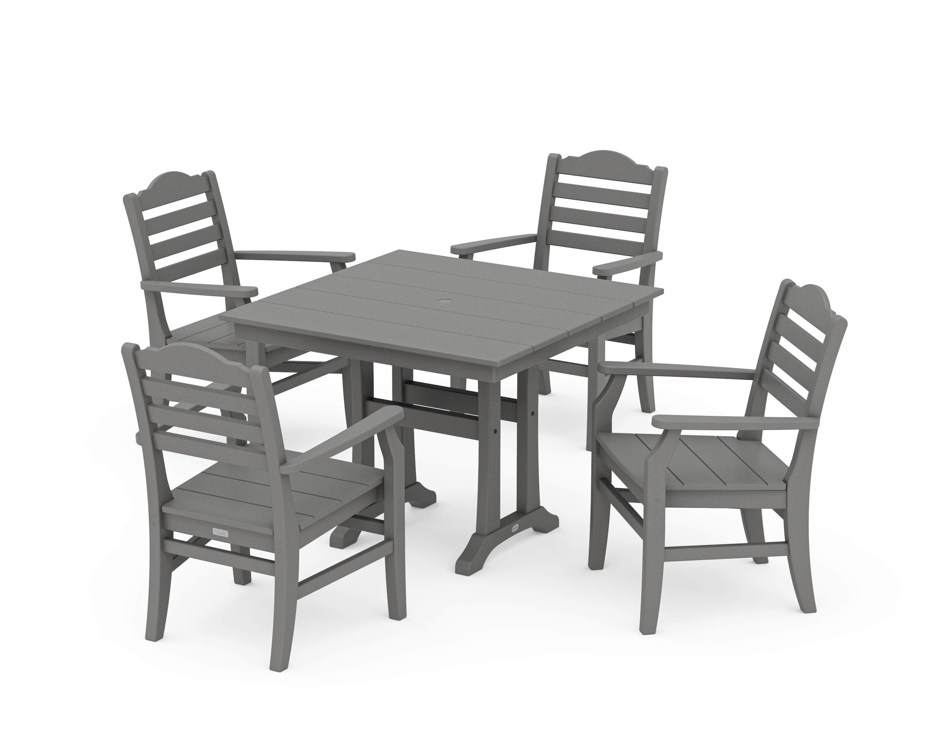 Savannah 5-Piece Farmhouse Dining Set with Trestle Legs in Slate Grey