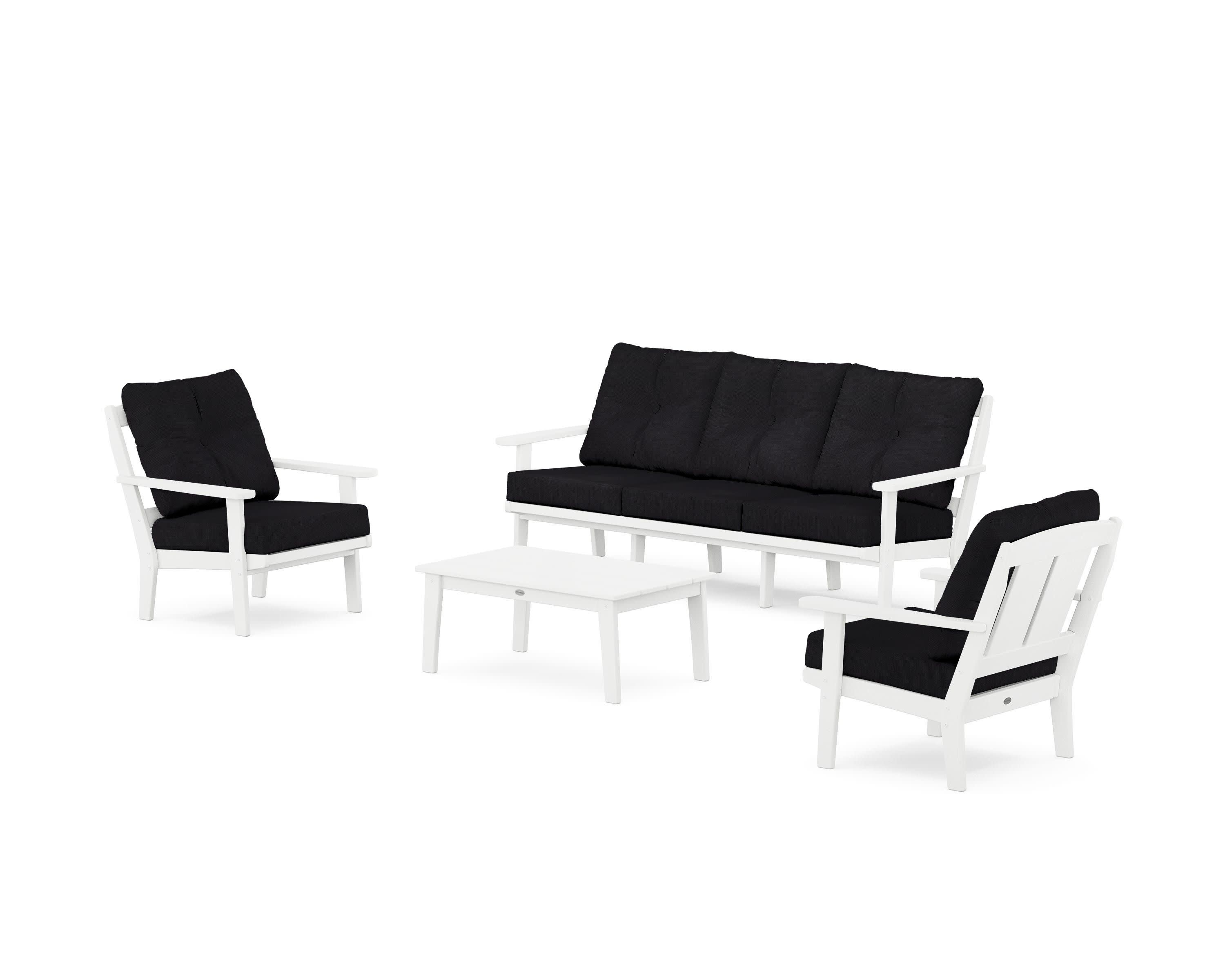 Mission 4-Piece Deep Seating Set with Sofa in White / Midnight Linen