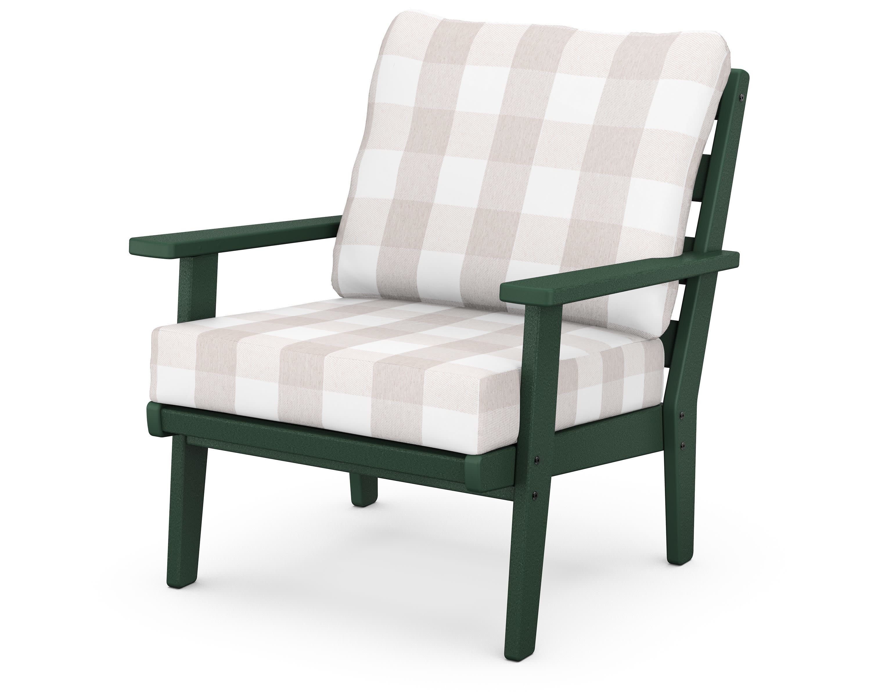 Grant Park Deep Seating Chair in Green / Buffalo Plaid Dune Burlap
