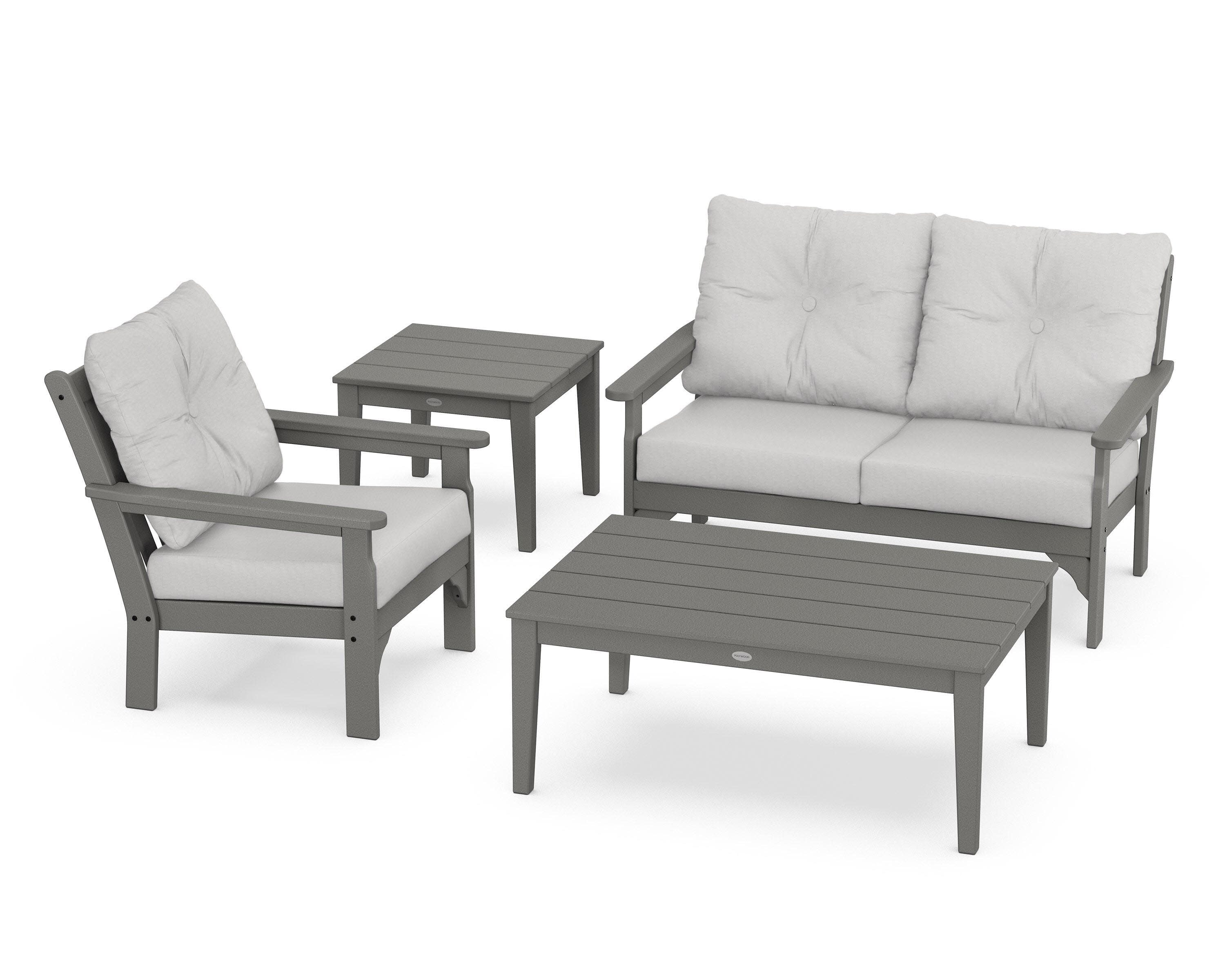Vineyard 4-Piece Deep Seating Set in Slate Grey / Diamond in the Rough