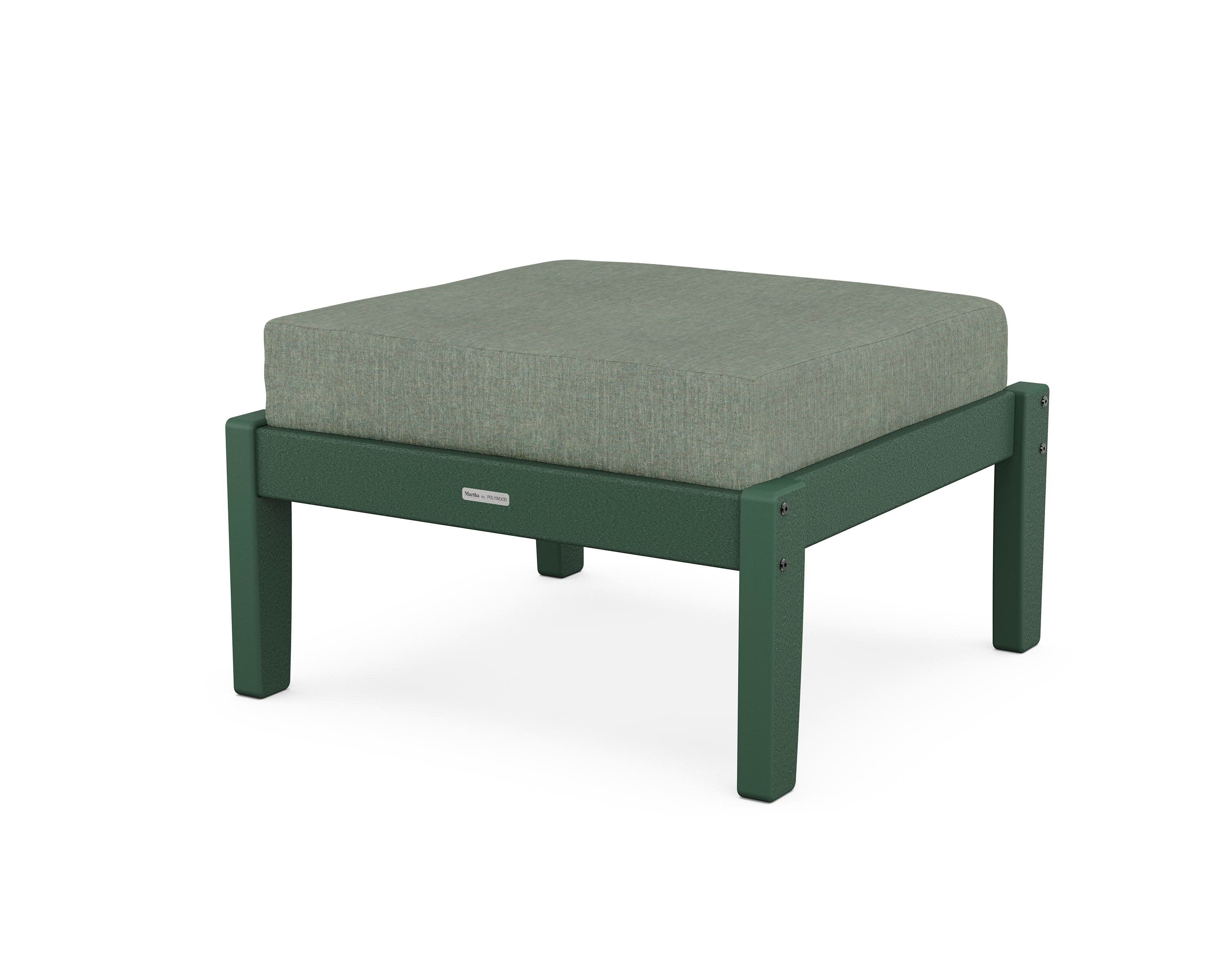 Chinoiserie Deep Seating Ottoman in Green / Cast Sage