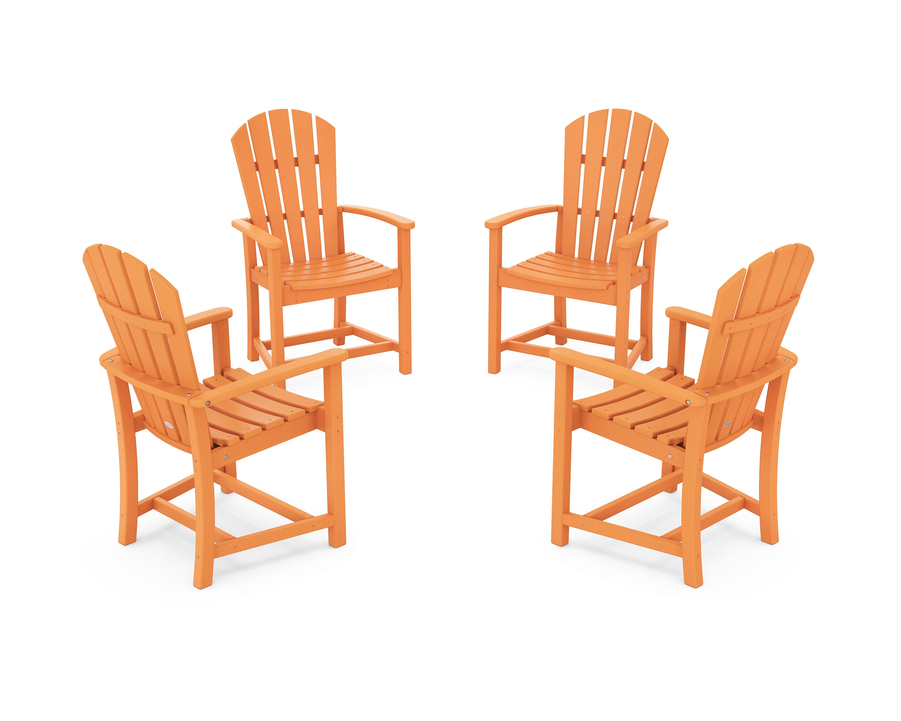 Palm Coast 4-Piece Upright Adirondack Conversation Set in Tangerine