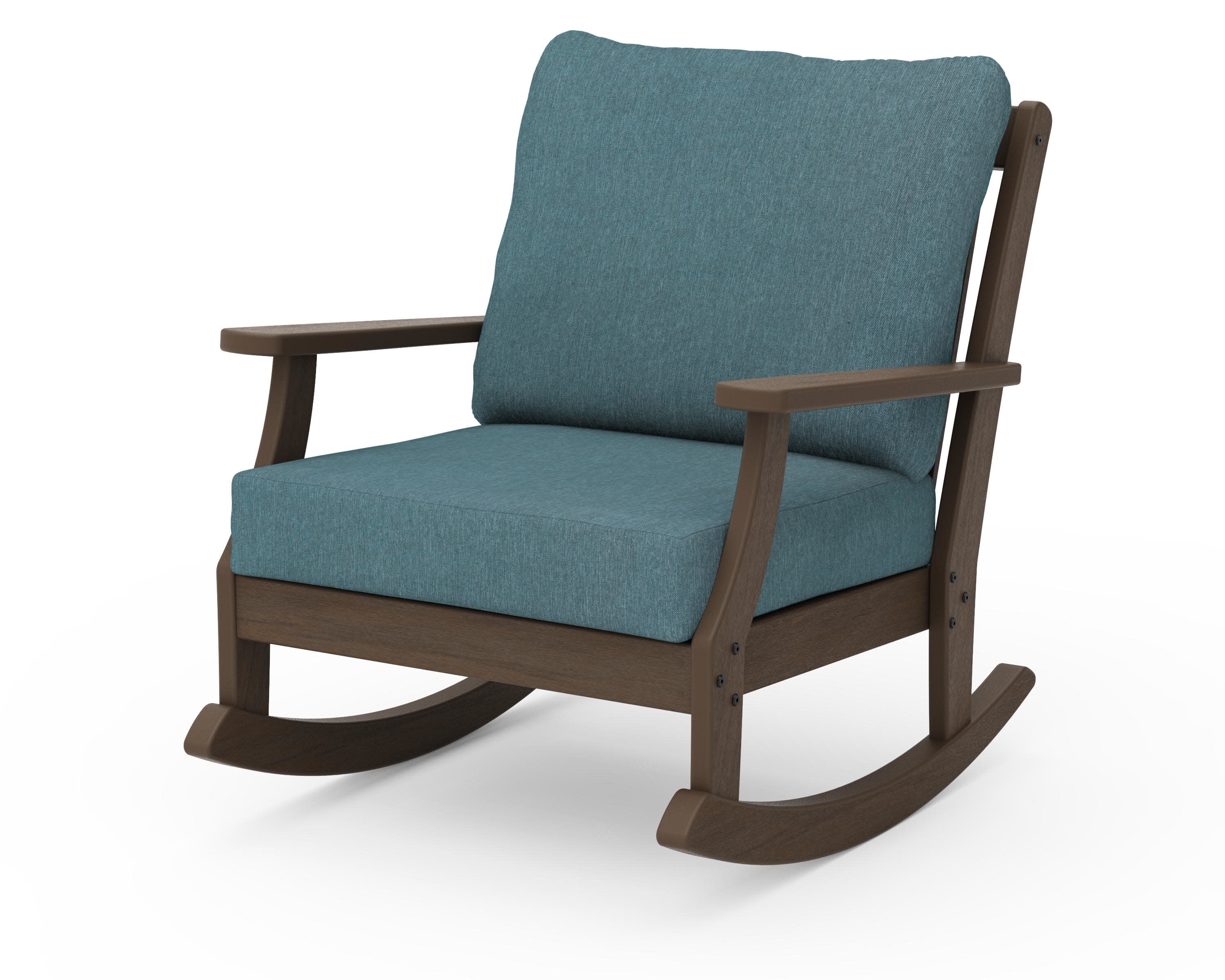 Braxton Deep Seating Rocking Chair in Kona / Ocean Teal