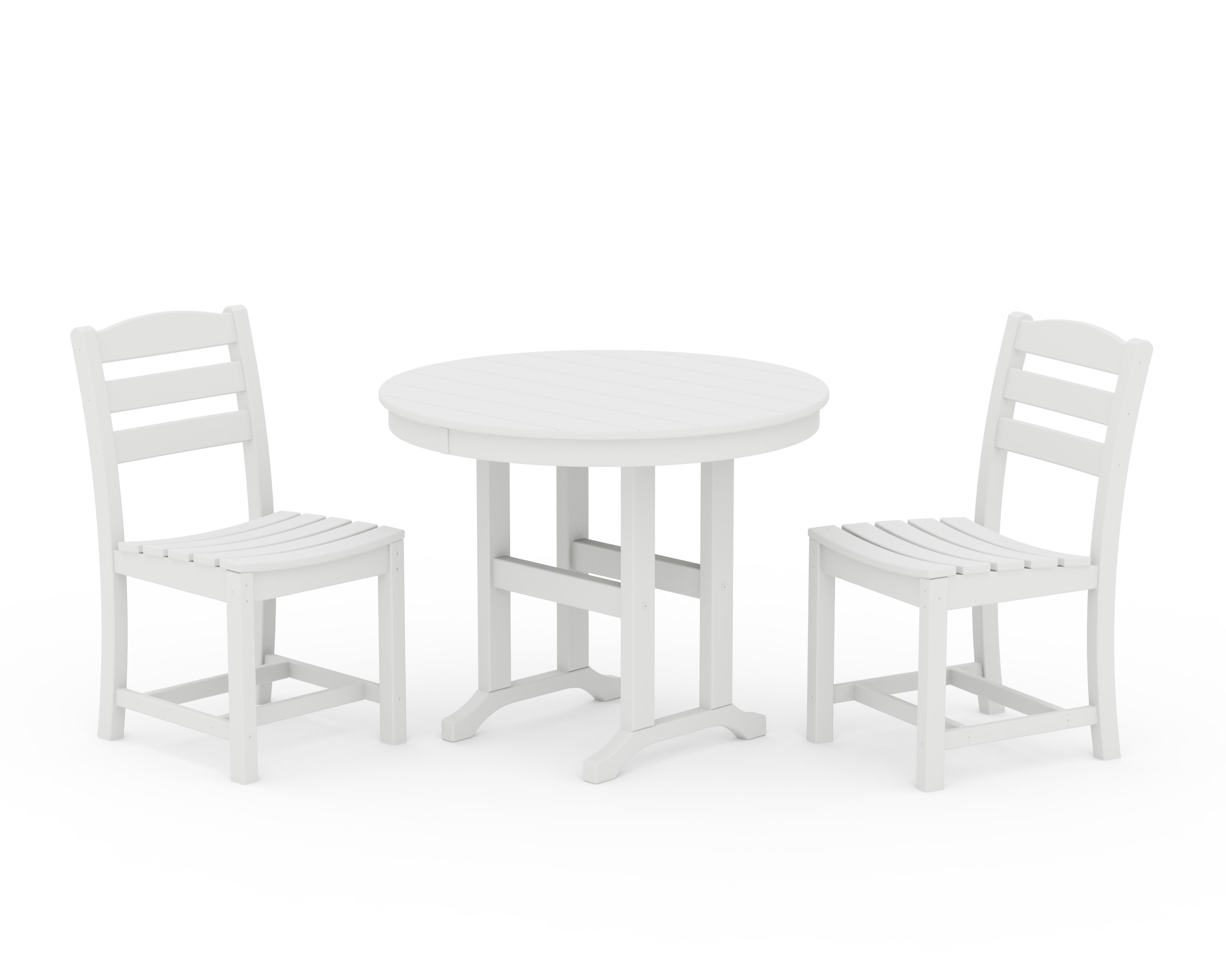 La Casa Caf Side Chair 3-Piece Round Dining Set in White