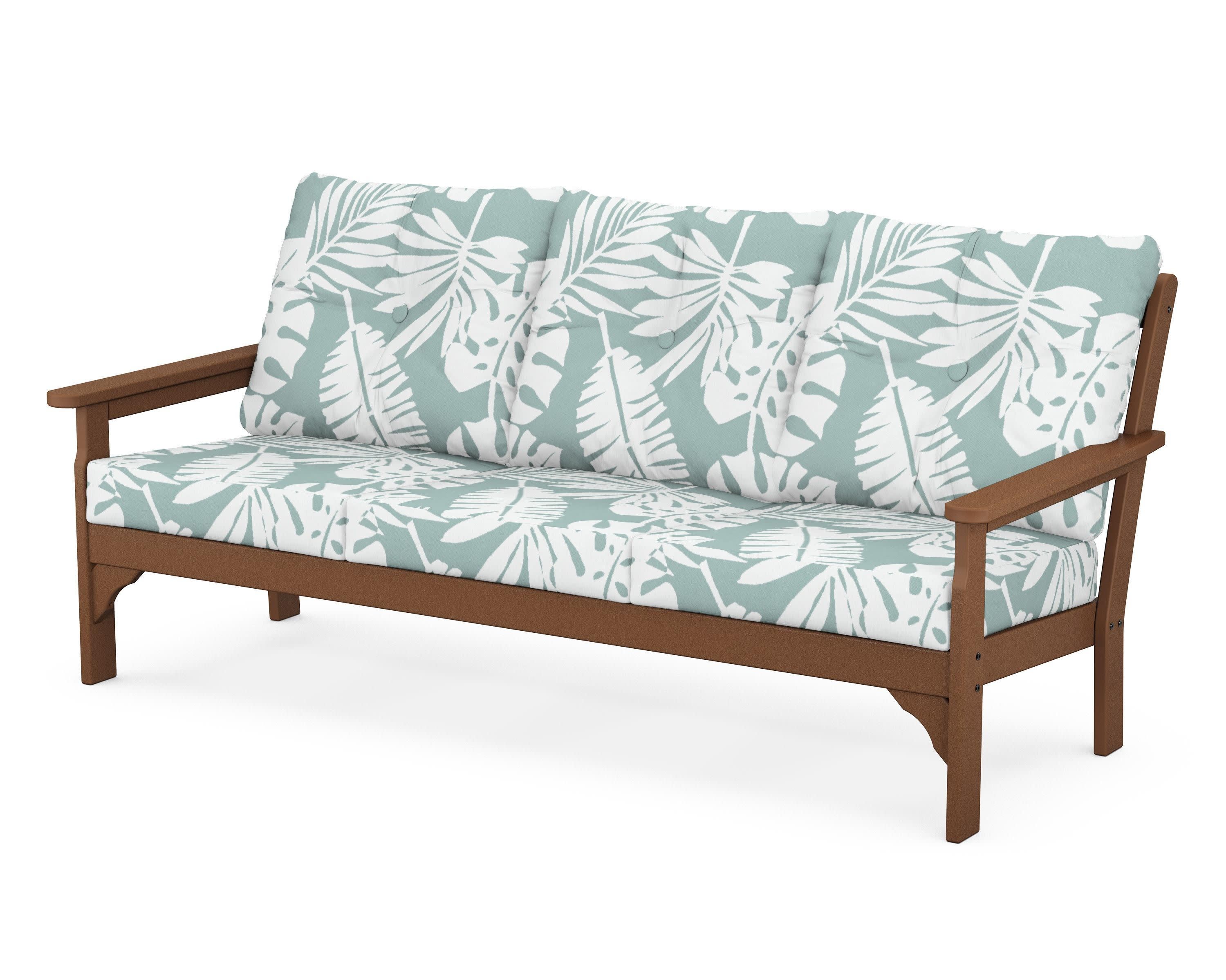 Vineyard Deep Seating Sofa in Teak / Leaf Glacier Spa