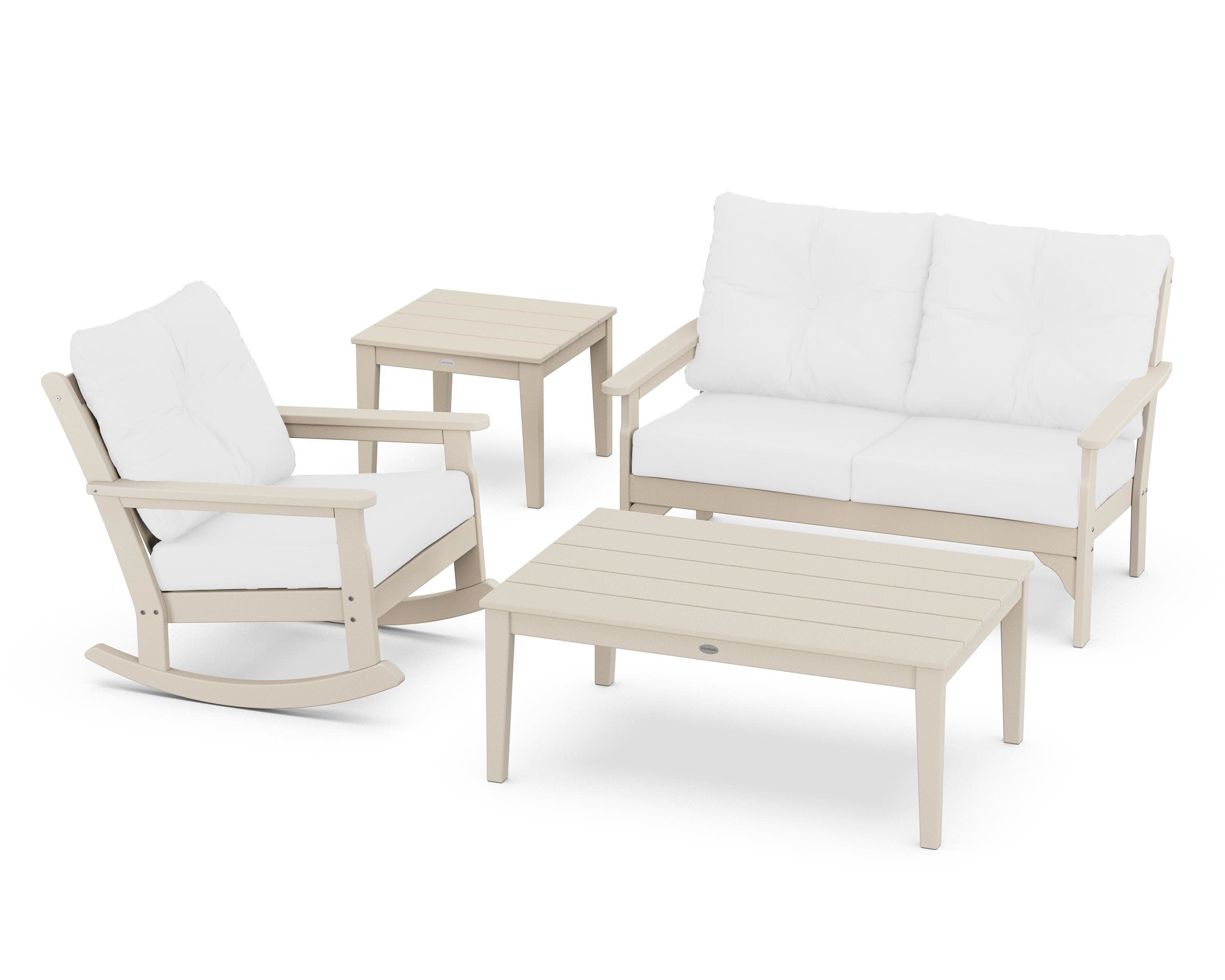 Vineyard 4-Piece Deep Seating Rocker Set in Sand / Natural