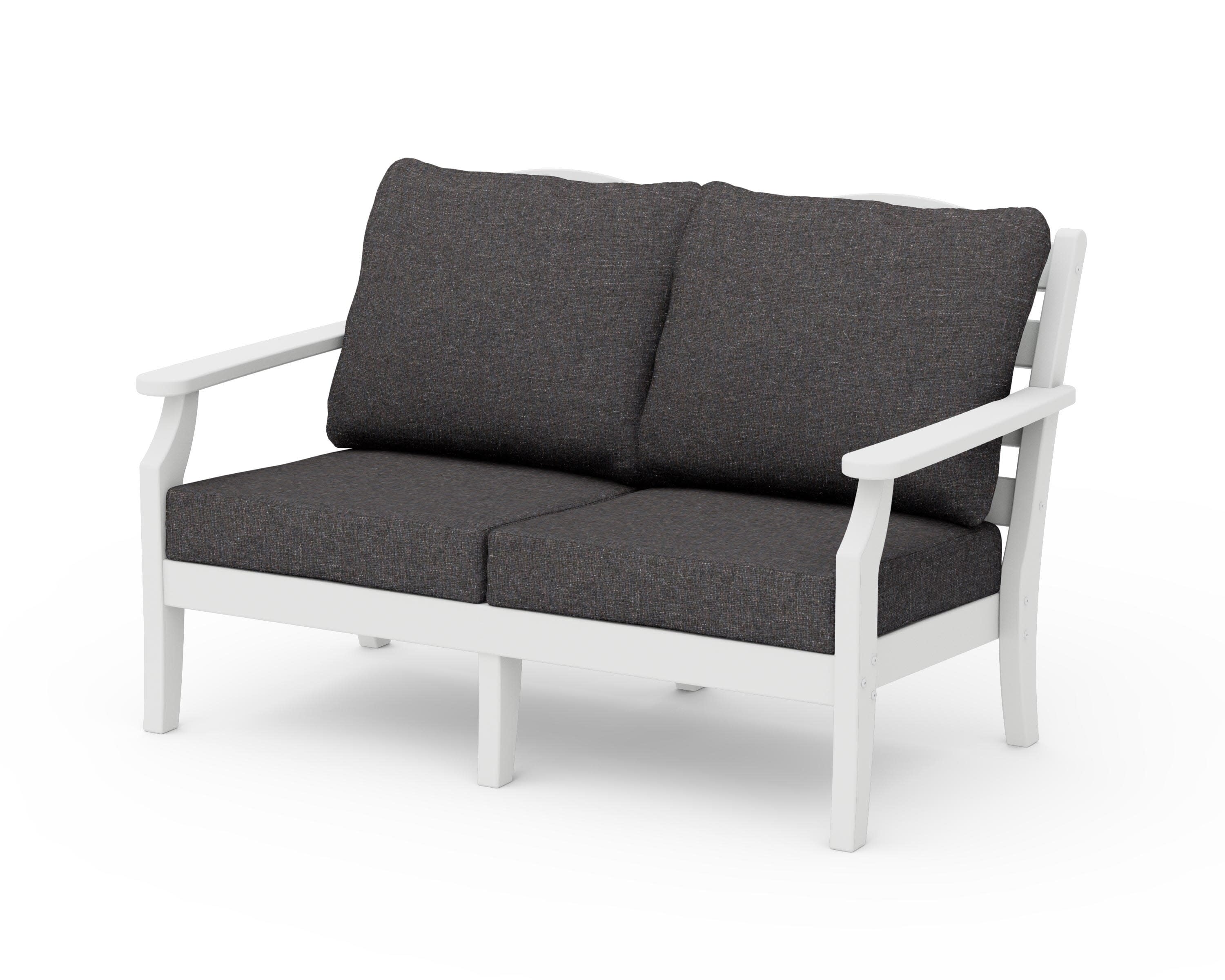 Savannah Deep Seating Loveseat in White / Ash Charcoal