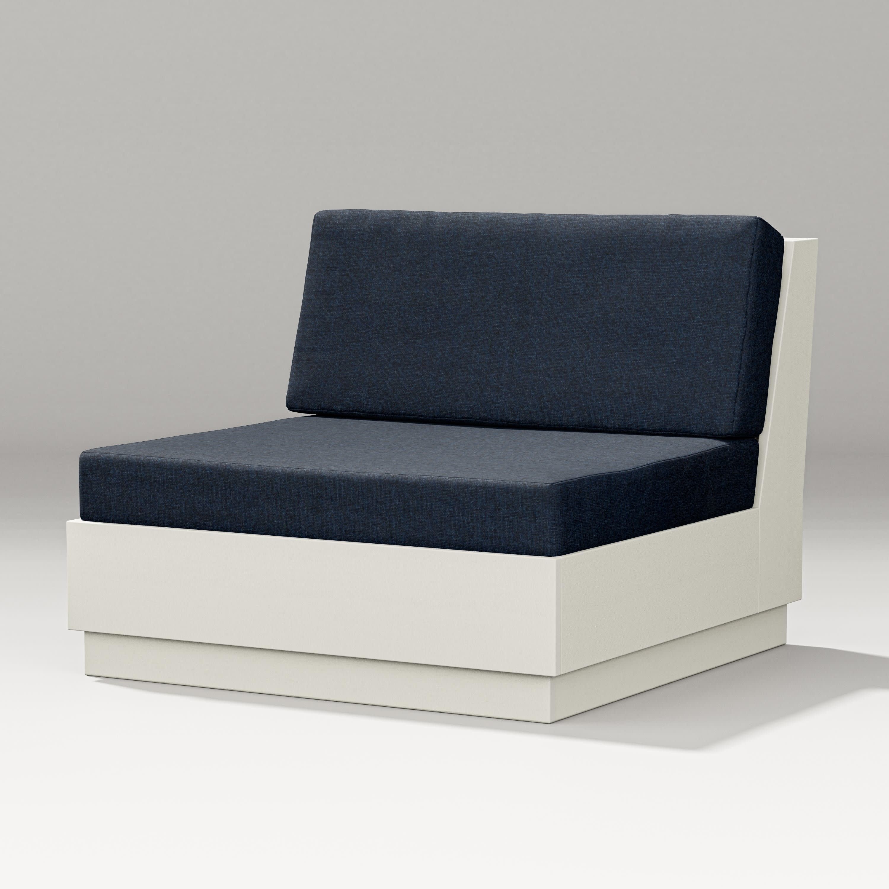 Elevate Modular Armless Chair in Vintage White / Marine Indigo