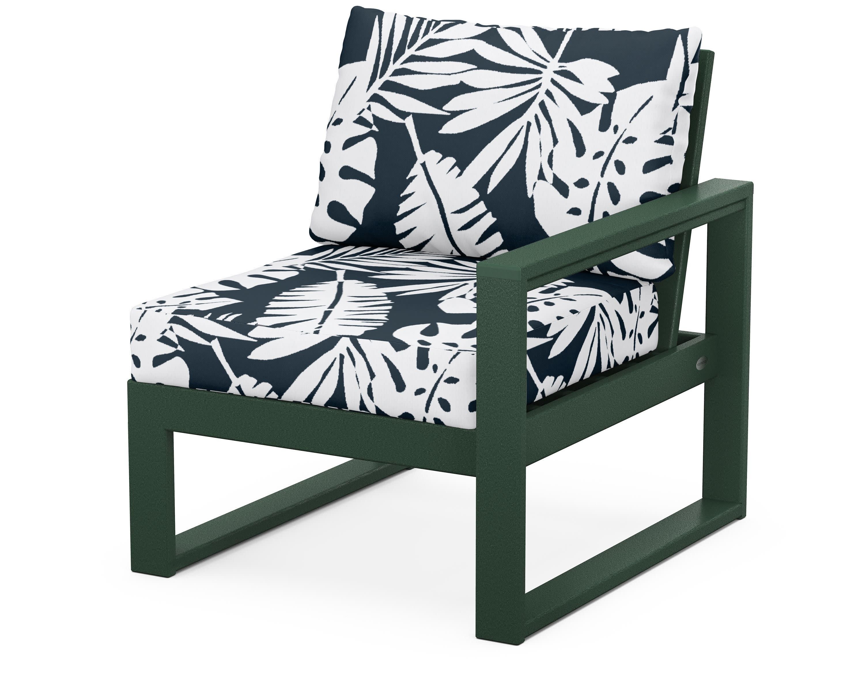 EDGE Modular Right Arm Chair in Green / Leaf Marine Indigo