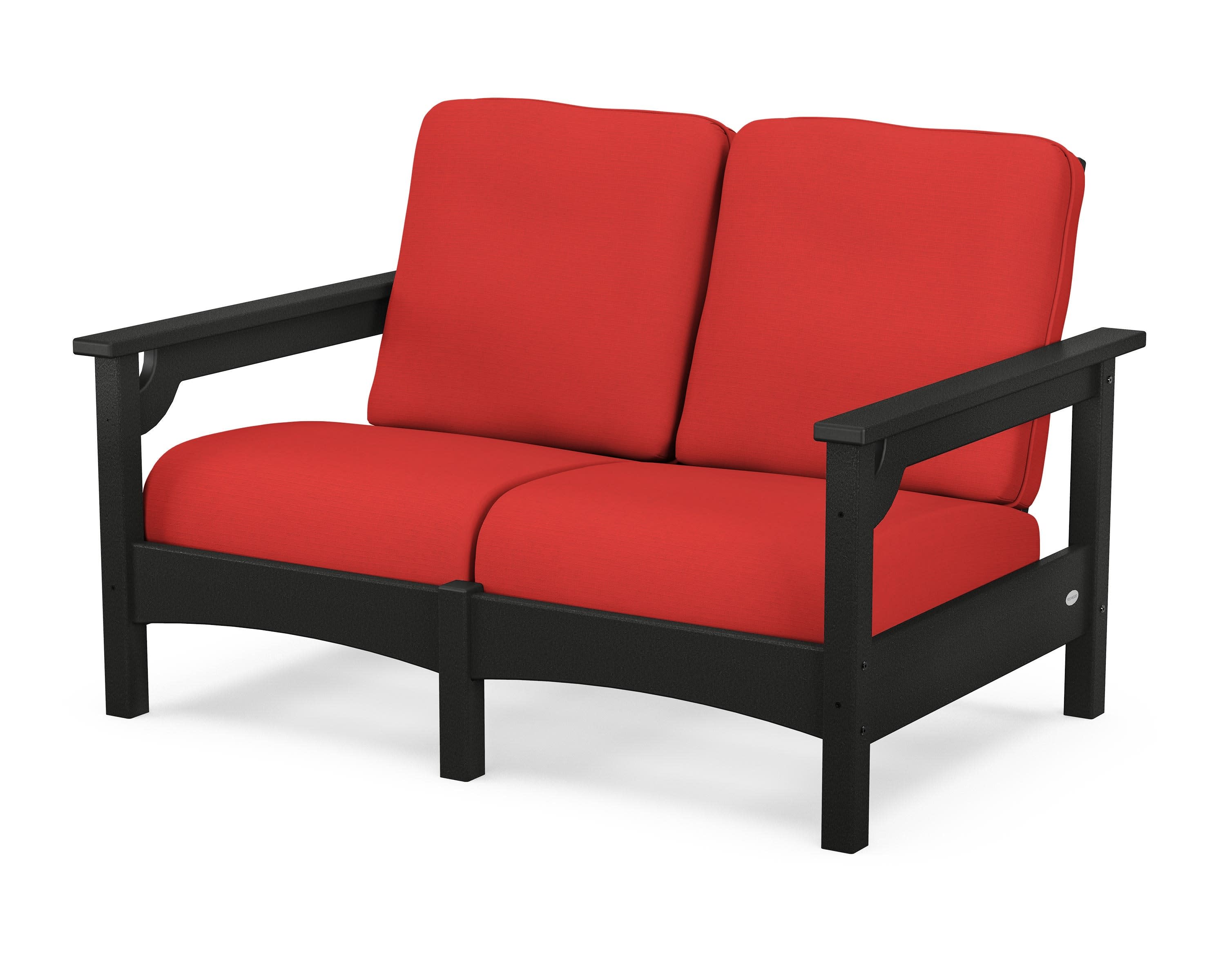 Club Loveseat in Black / Crimson Linen