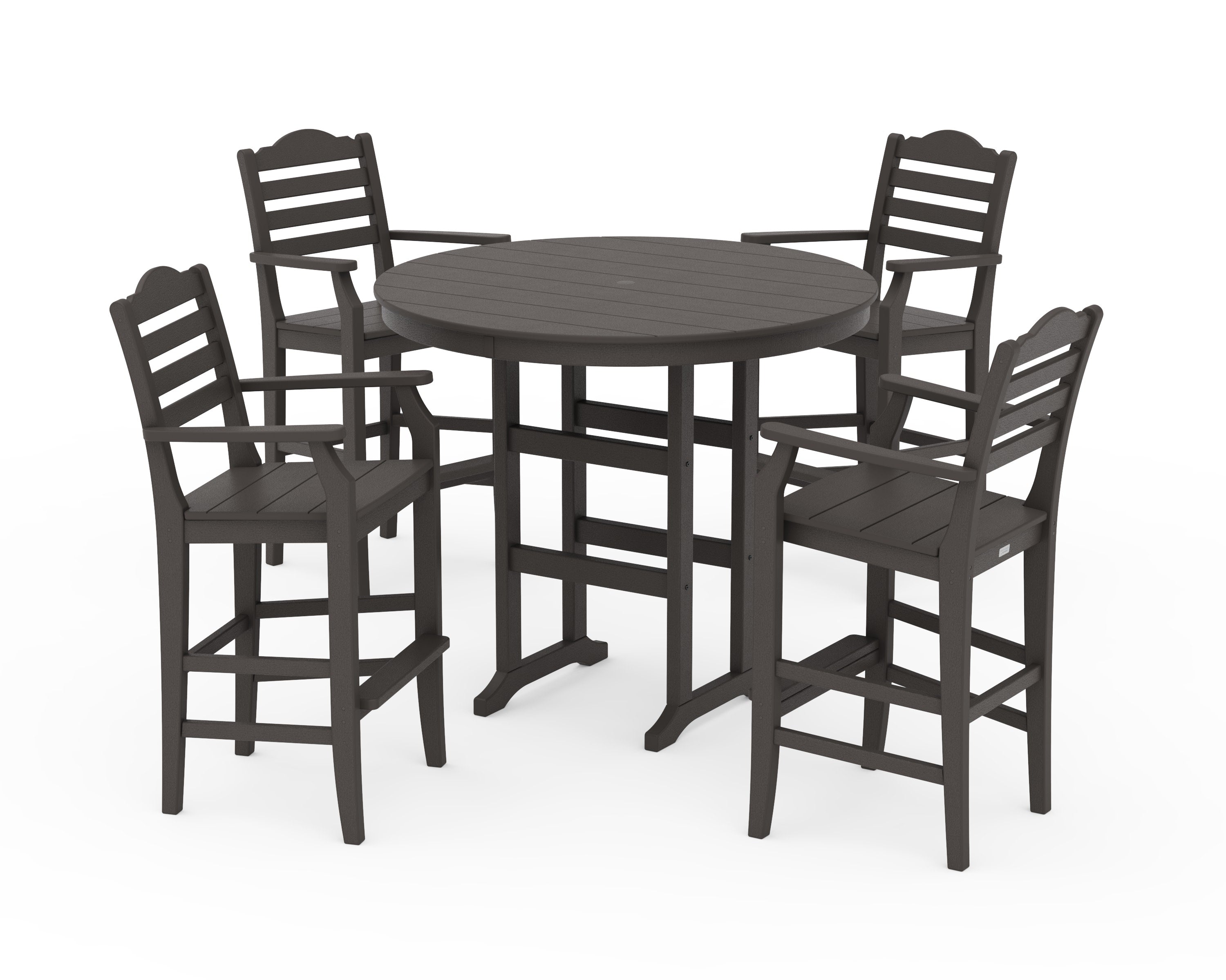 Savannah 5-Piece Round Farmhouse Bar Set in Vintage Coffee