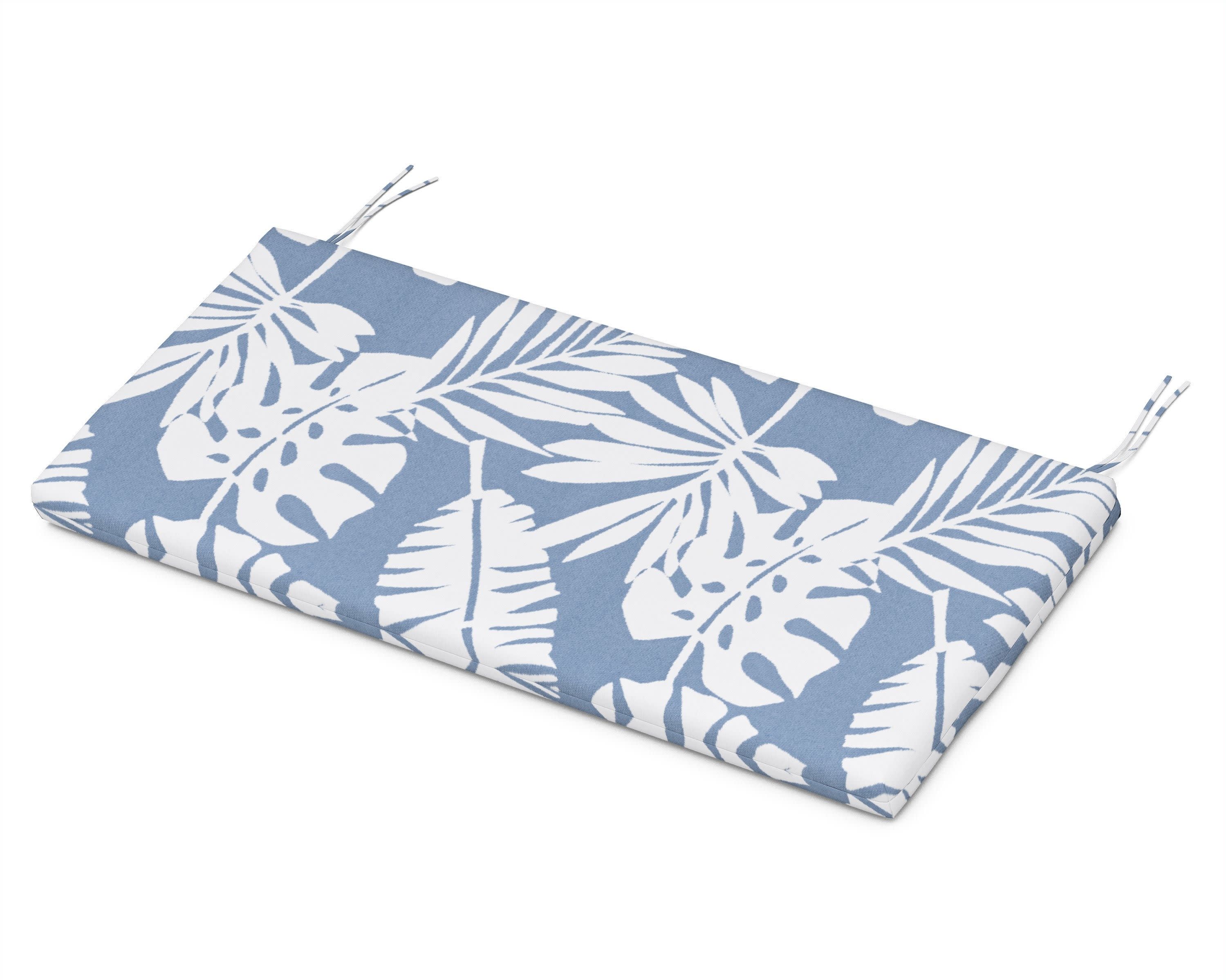 Bench Seat Cushion - 17"D x 40.5"W x 2.5"H in Leaf Sky Blue
