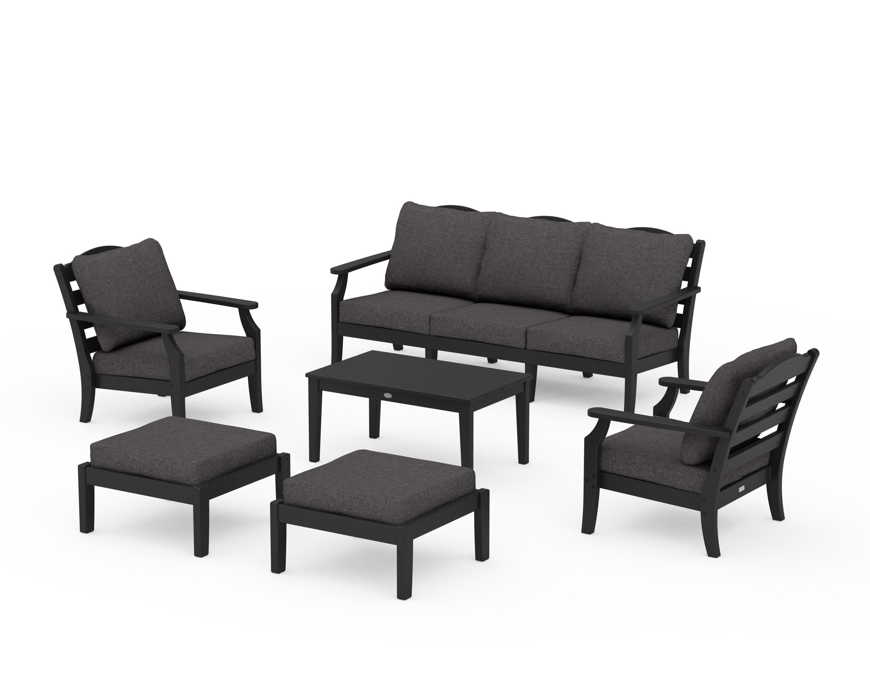 Savannah 6-Piece Lounge Sofa Set in Black / Ash Charcoal