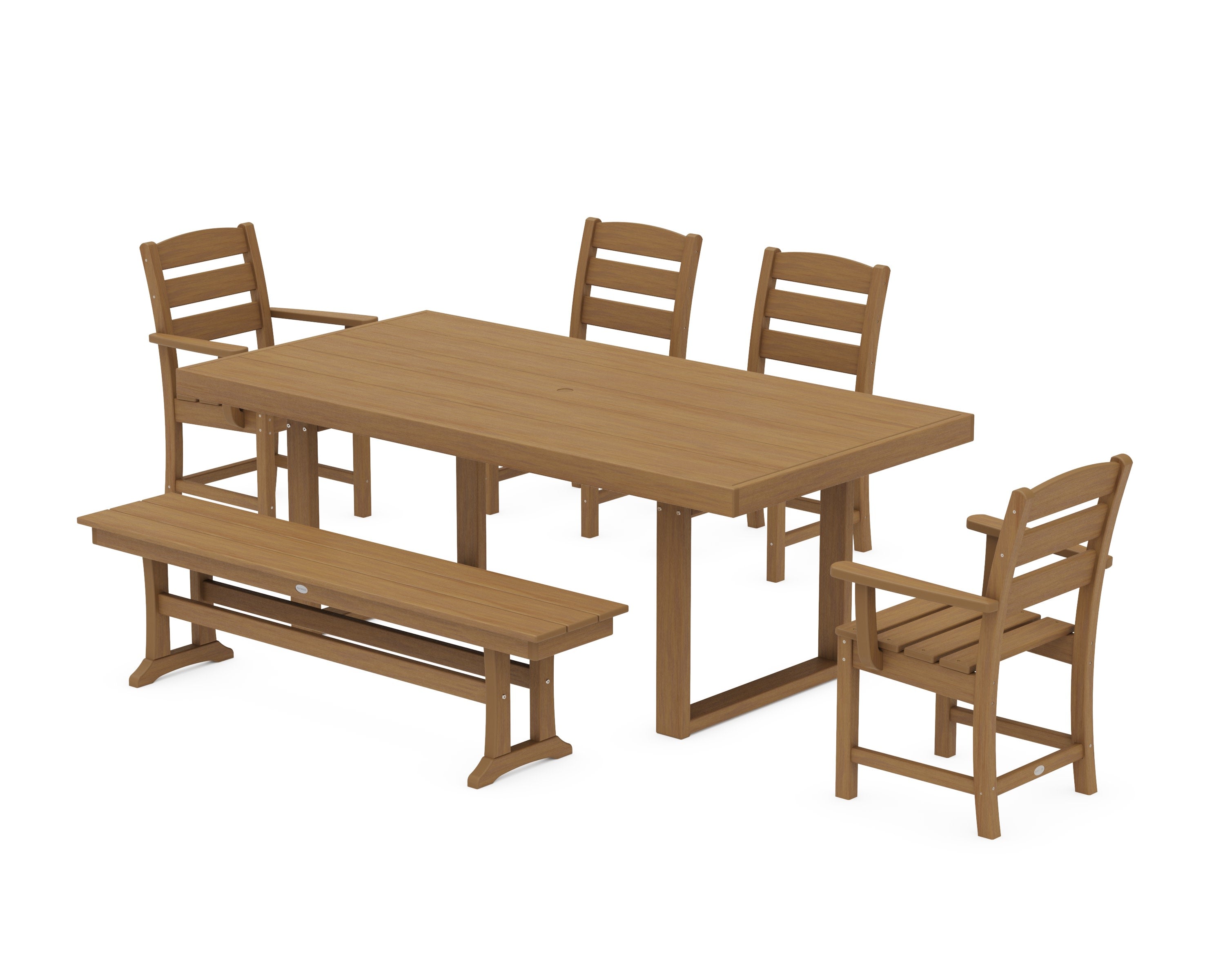 Lakeside 6-Piece Dining Set with Bench in Natural