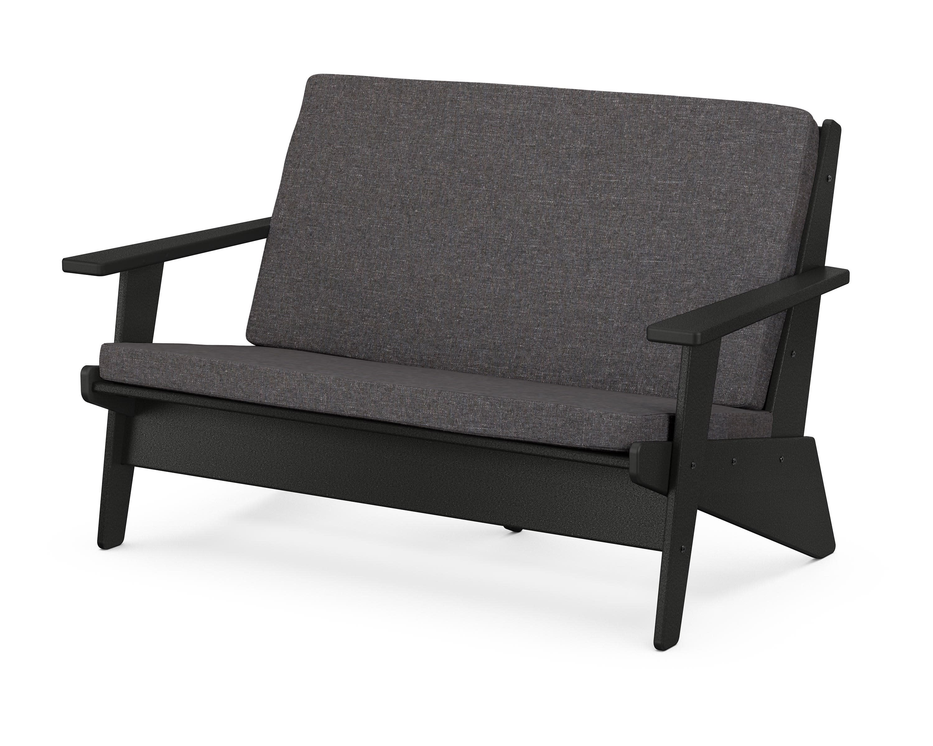 Riviera Modern Lounge Loveseat in Black / Ash Charcoal
