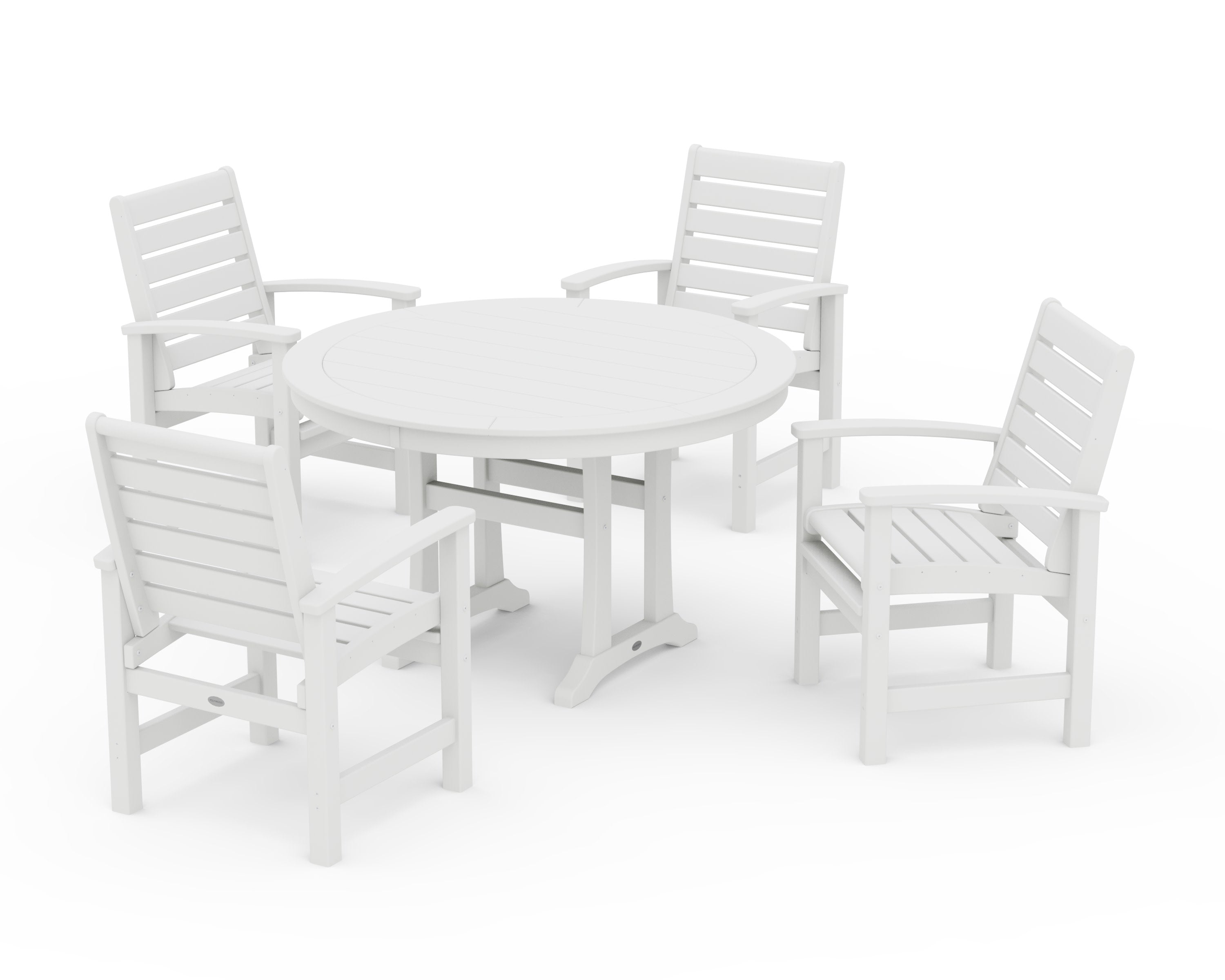 Signature 5-Piece Round Dining Set with Trestle Legs in White