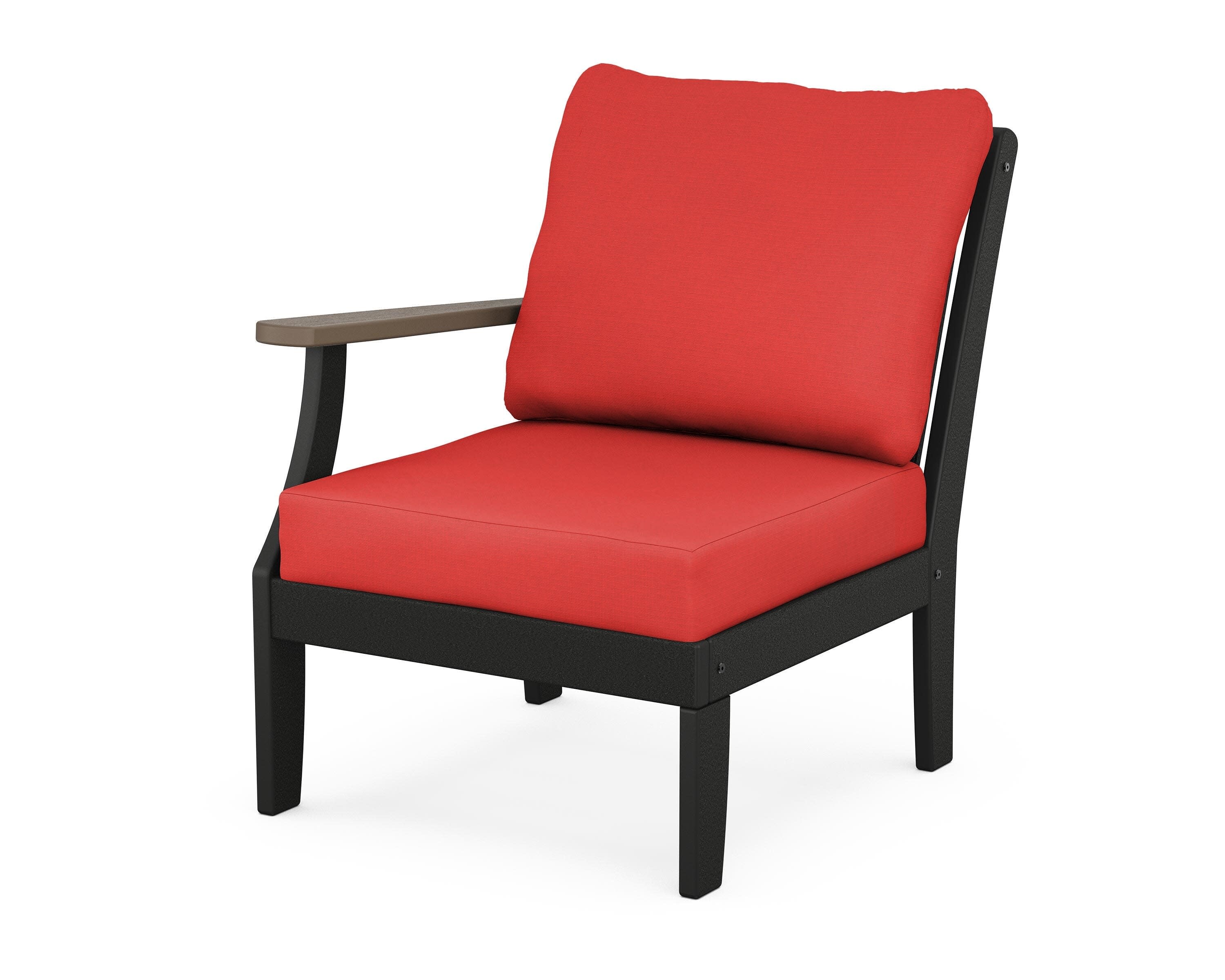 Braxton Modular Left Arm Chair in Black / Kona / Crimson Linen