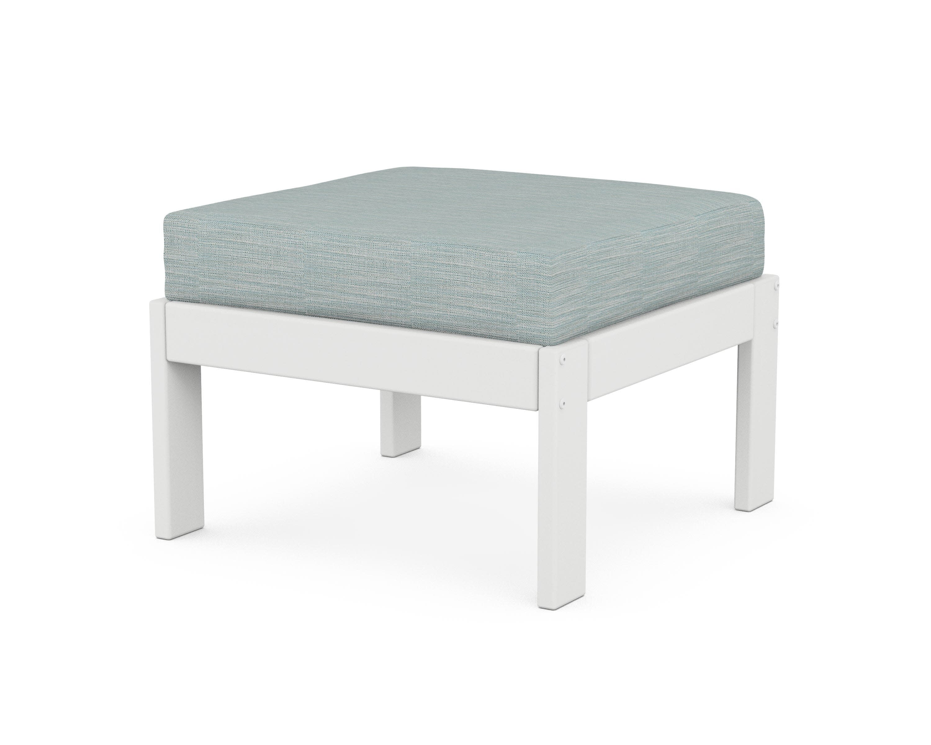 Vineyard Modular Ottoman in White / Soothe Mist