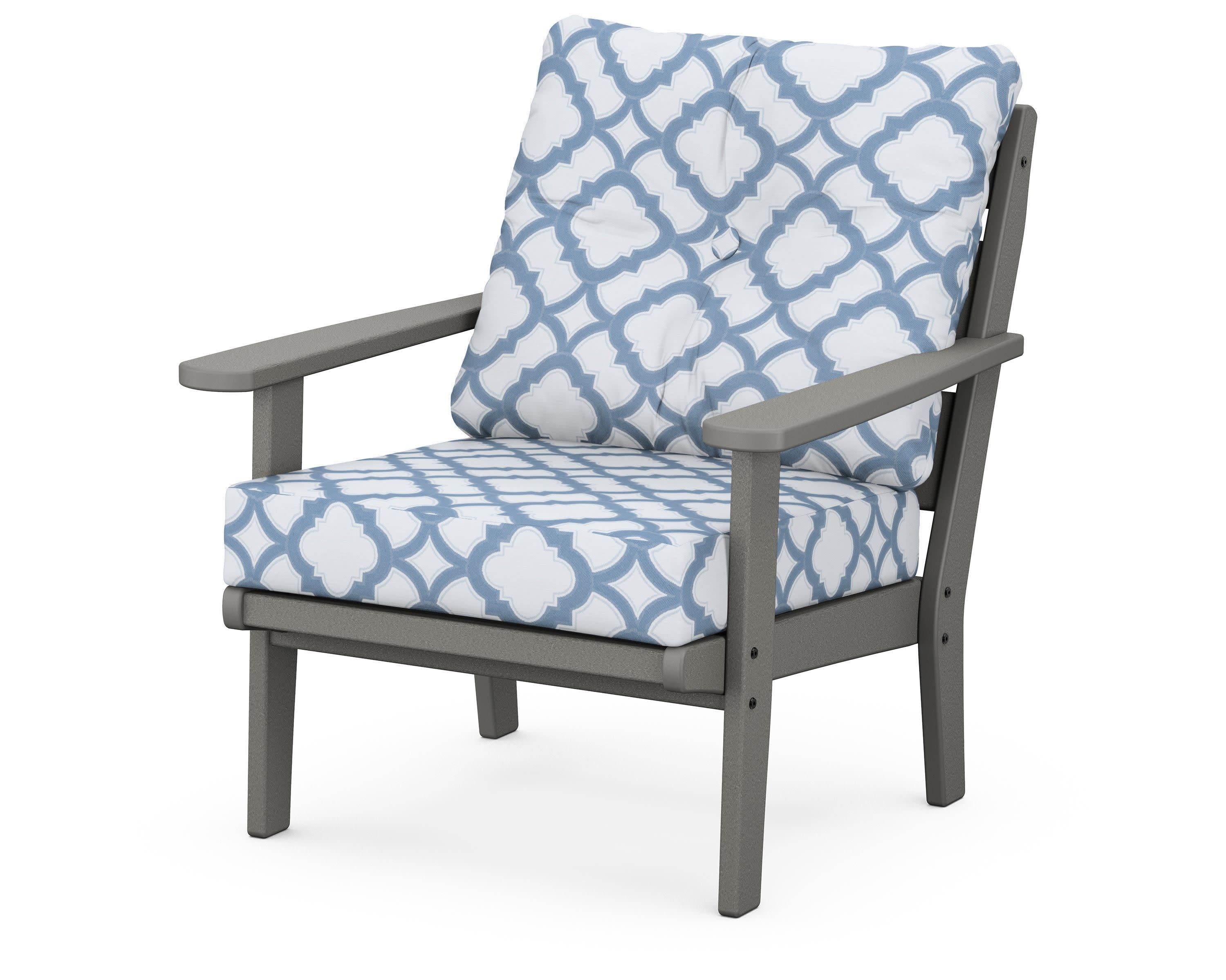 Lakeside Deep Seating Chair in Slate Grey / Trellis Sky Blue