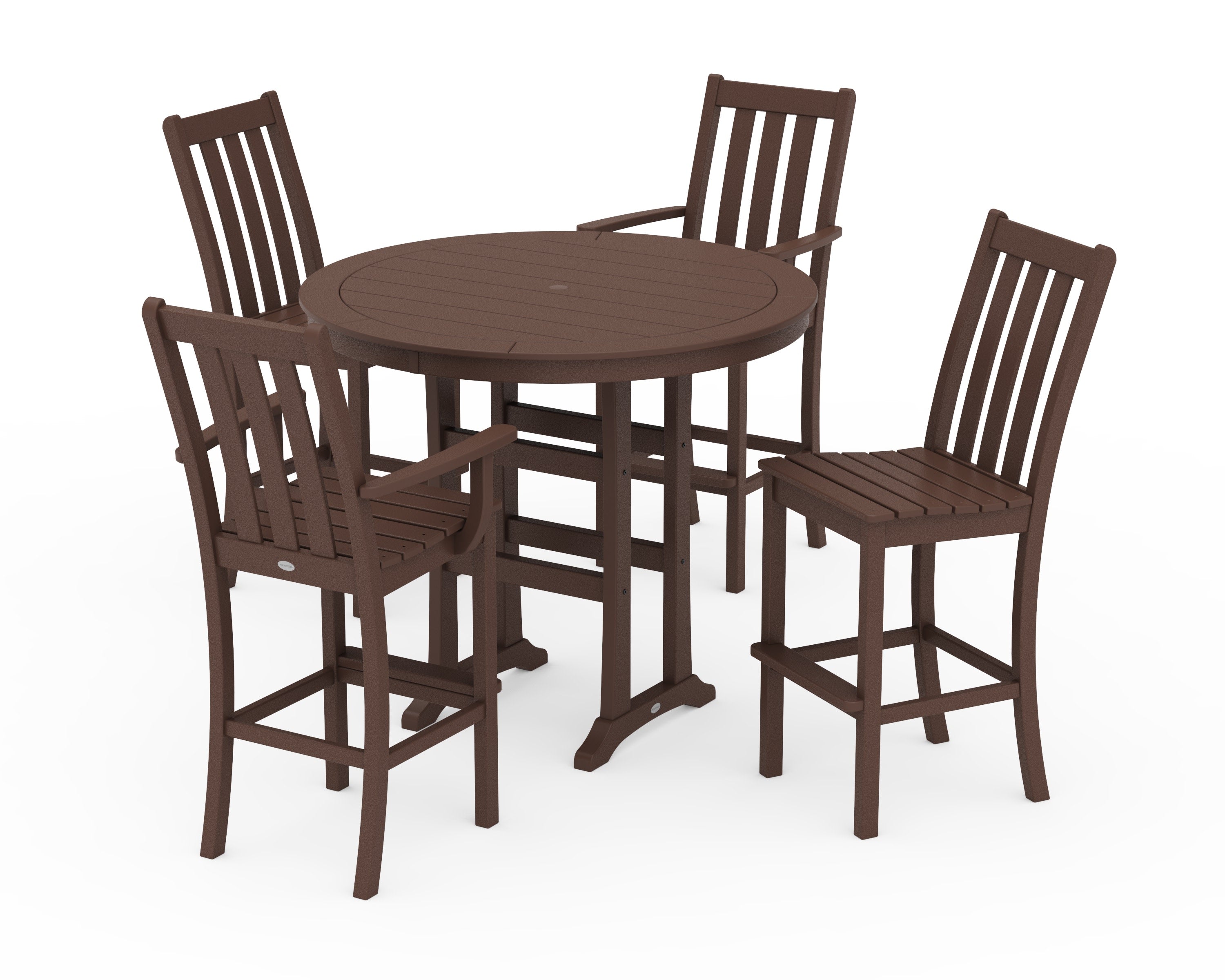 Vineyard 5-Piece Nautical Trestle Bar Set in Mahogany