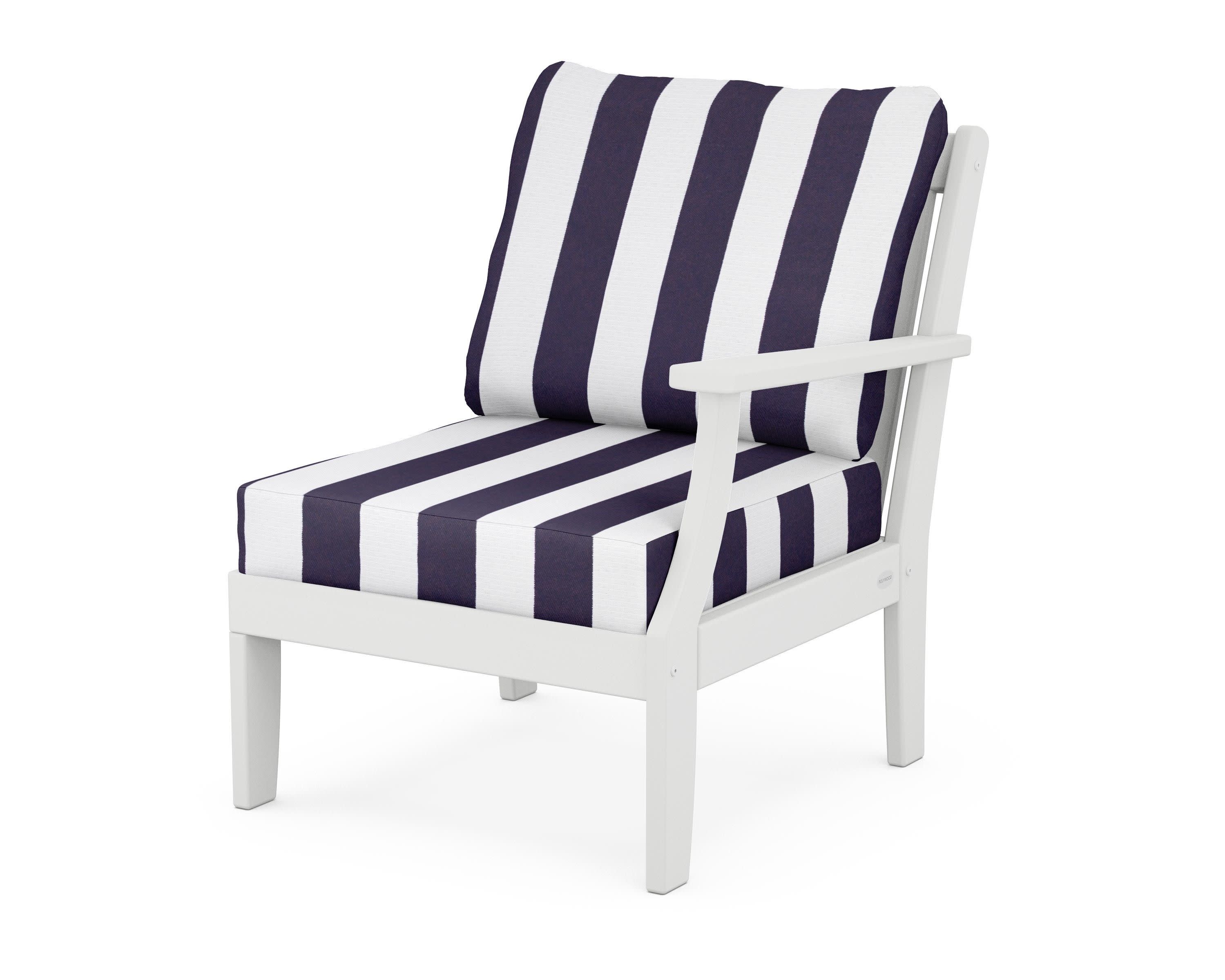 Braxton Modular Right Arm Chair in White / Cabana Stripe Navy