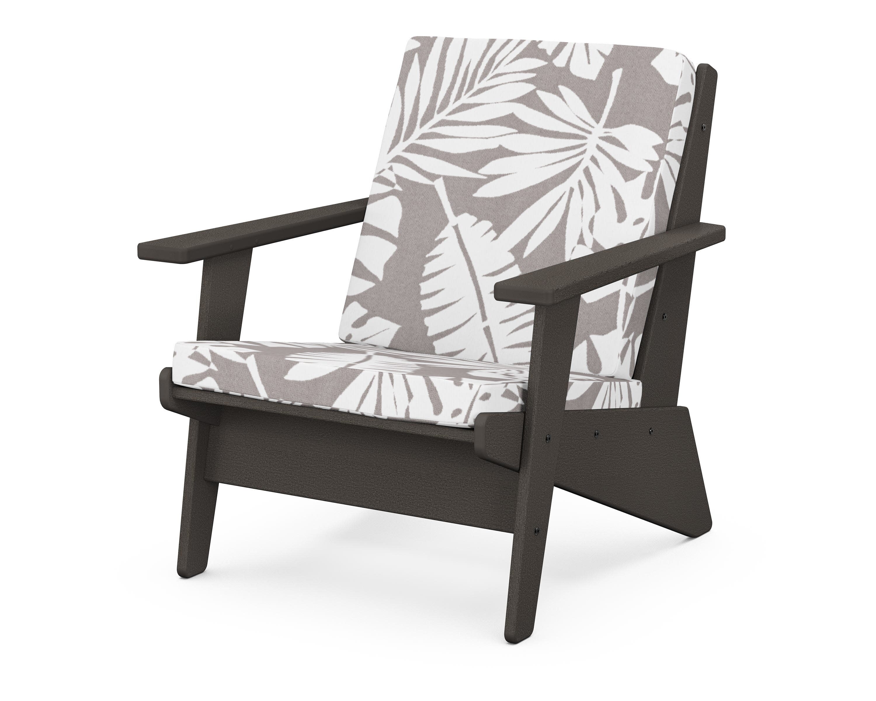 Riviera Modern Lounge Chair in Vintage Coffee / Leaf Grey Mist