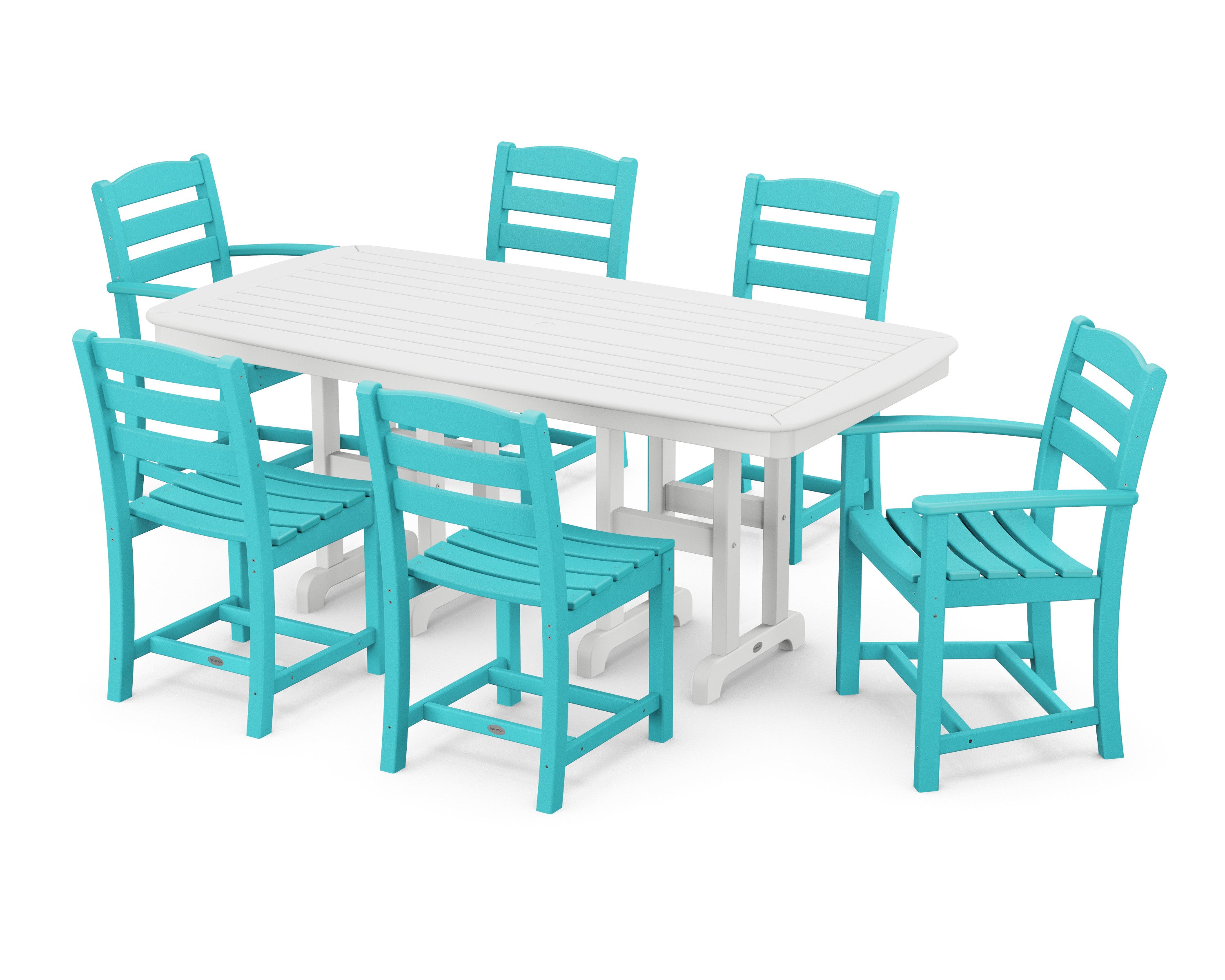 La Casa Caf 7-Piece Dining Set in Aruba / White