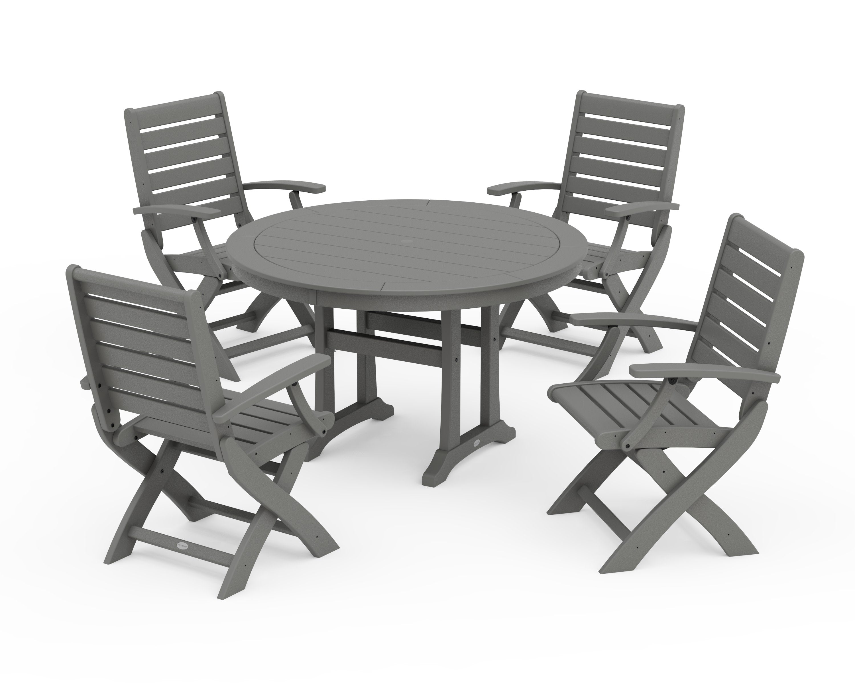Signature Folding Chair 5-Piece Round Dining Set with Trestle Legs