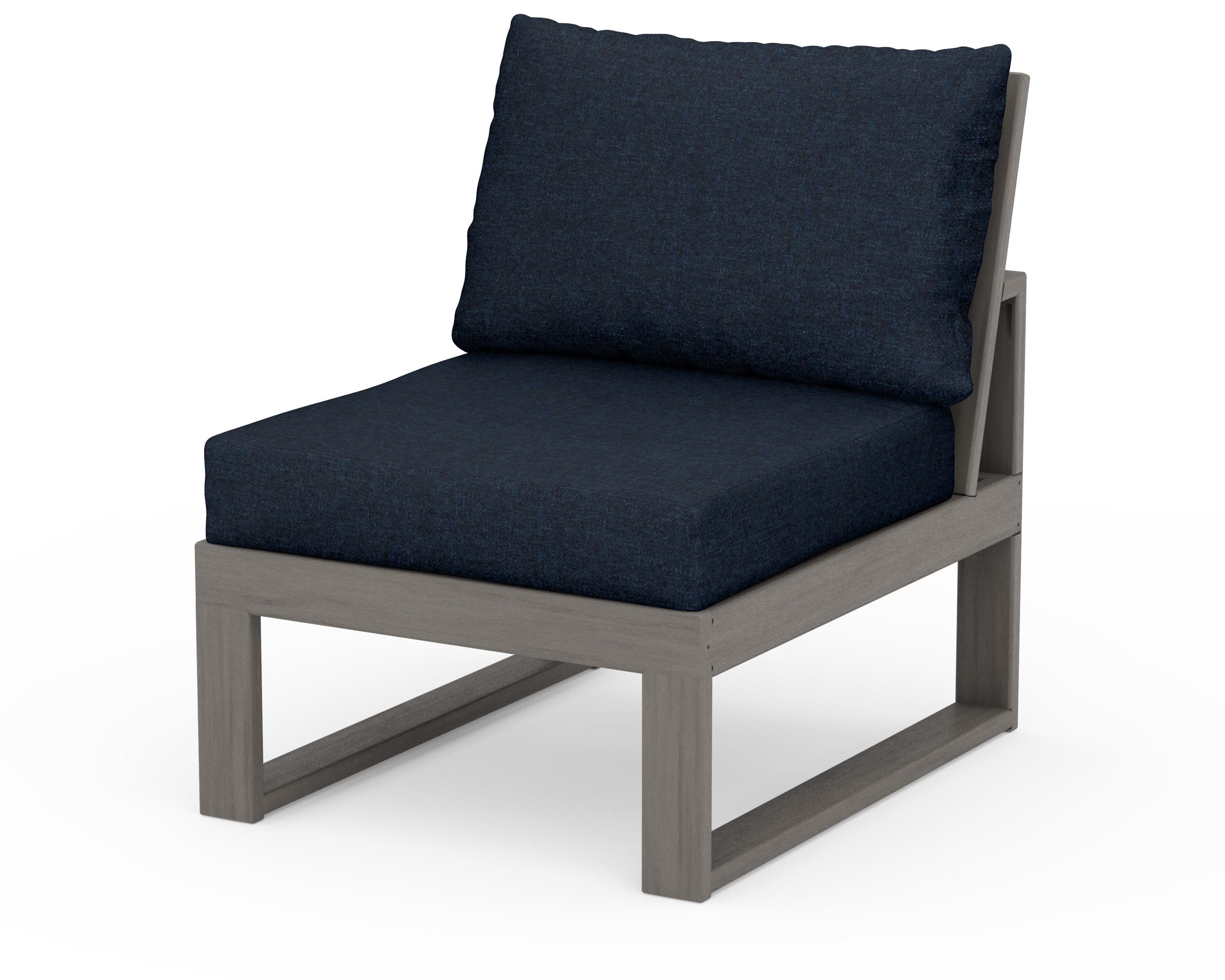 Modular Armless Chair in Driftwood / Marine Indigo