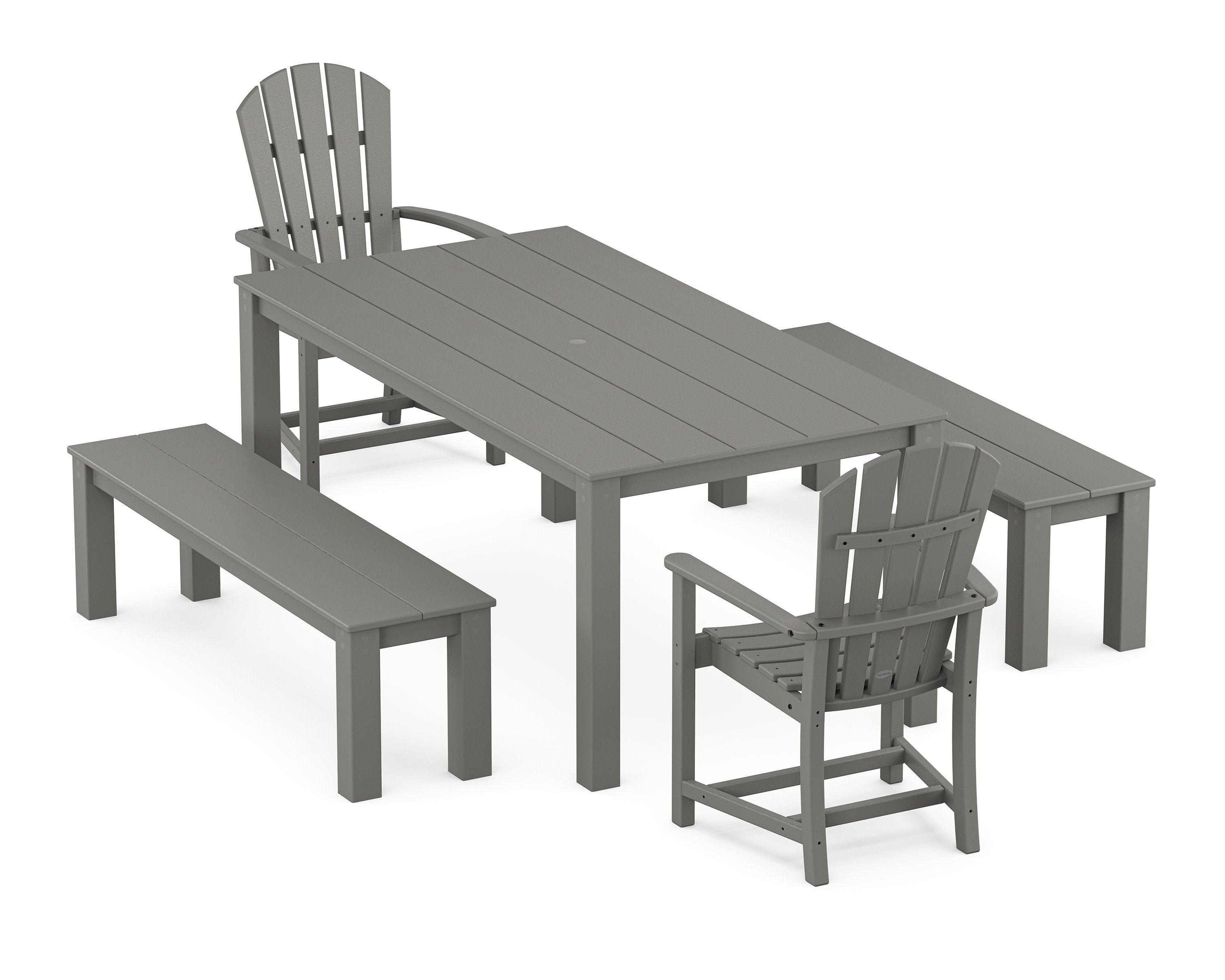 Palm Coast 5-Piece Parsons Dining Set with Benches in Slate Grey