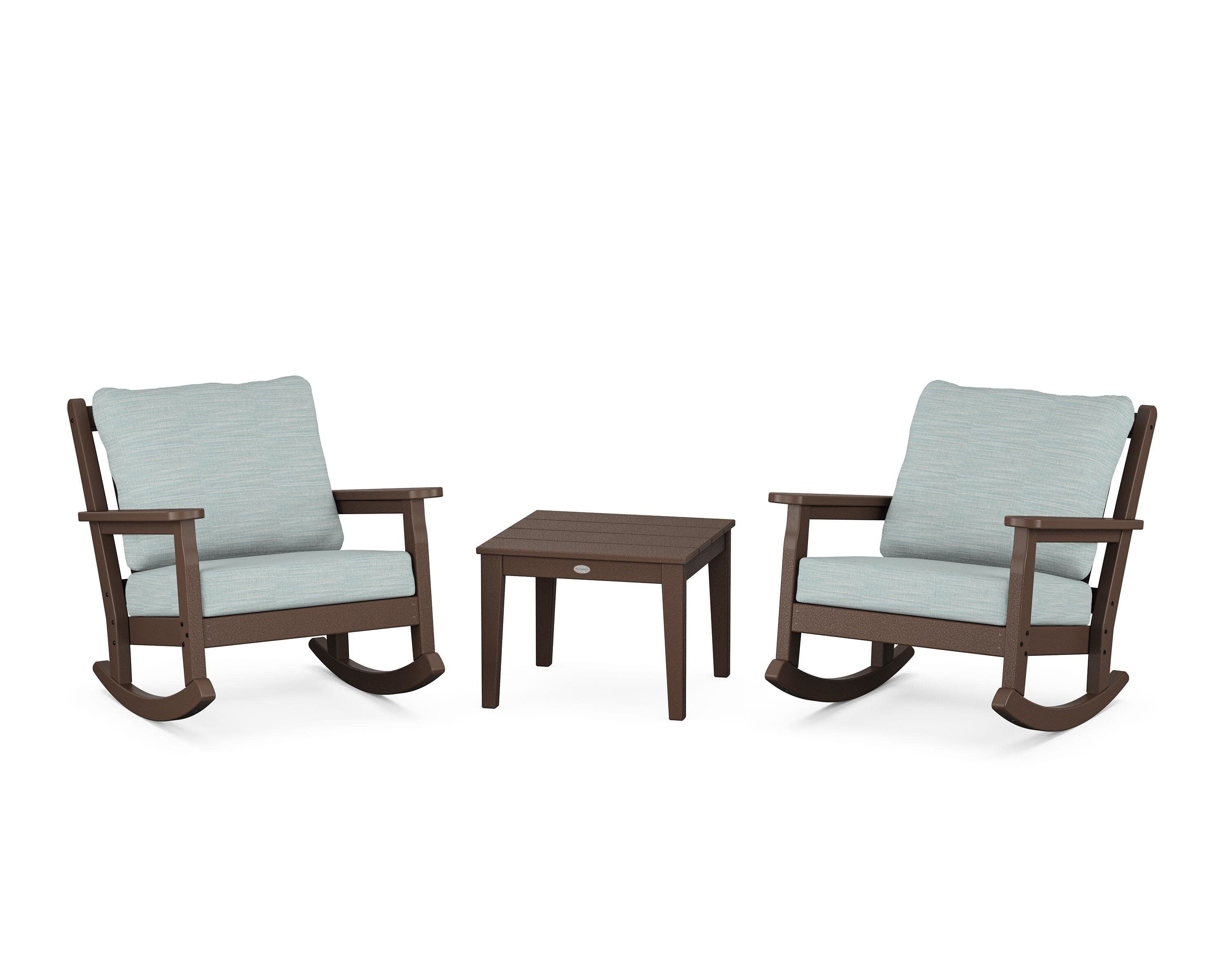 Chippendale 3-Piece Deep Seating Rocker Set in Mahogany / Soothe Mist