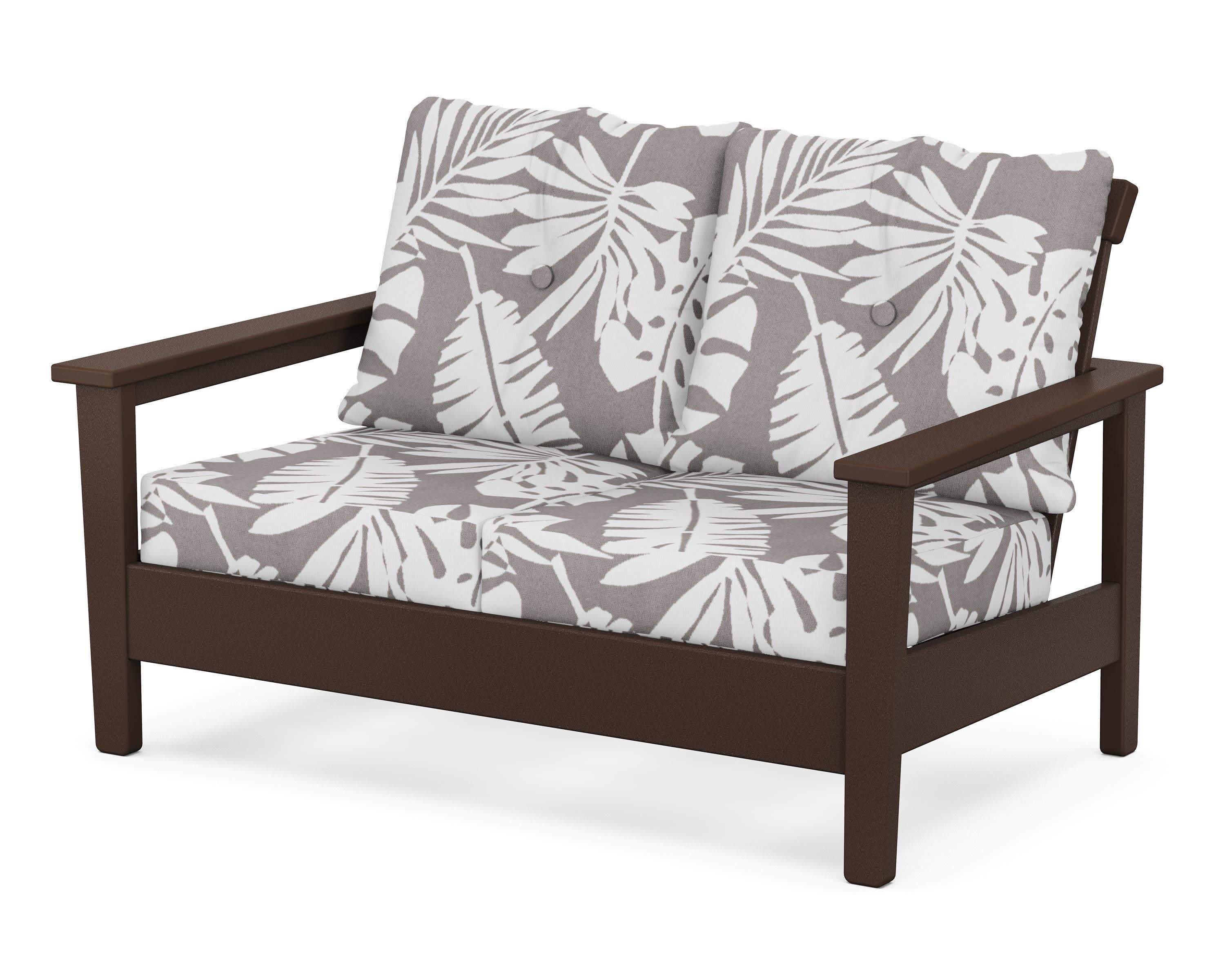 Prescott Deep Seating Loveseat in Mahogany / Leaf Grey Mist