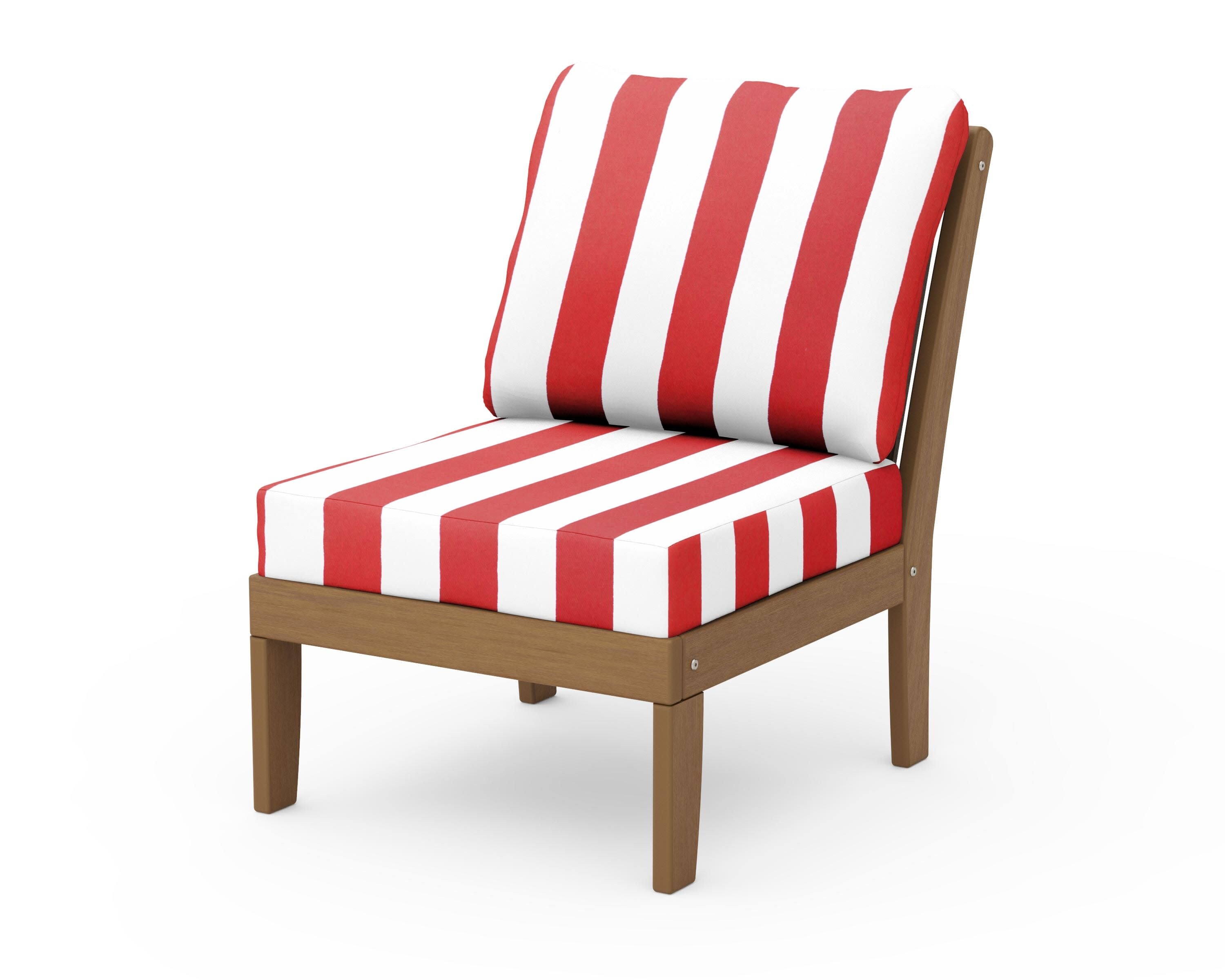 Braxton Modular Armless Chair in Natural / Cabana Stripe Crimson