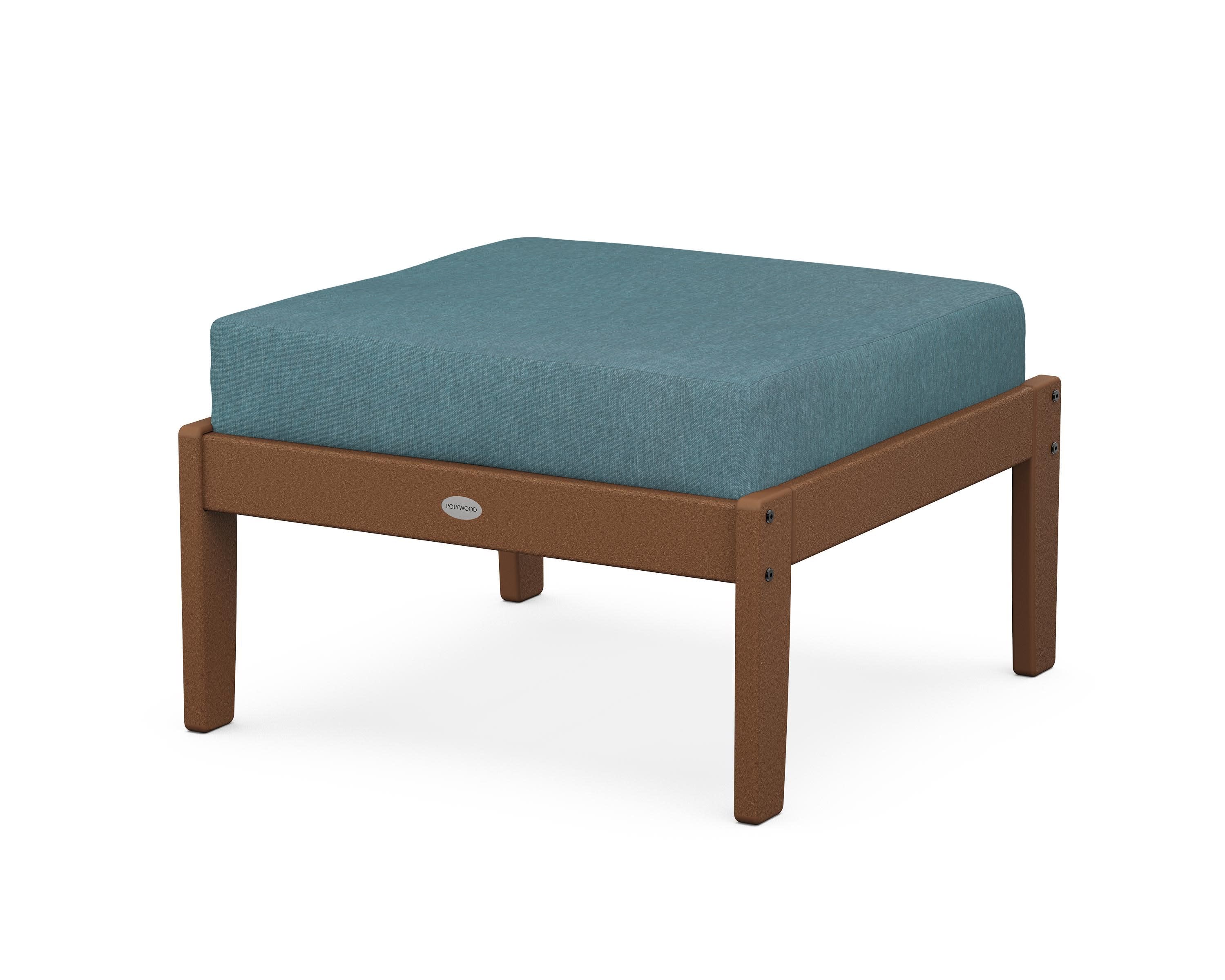 Braxton Deep Seating Ottoman in Teak / Ocean Teal