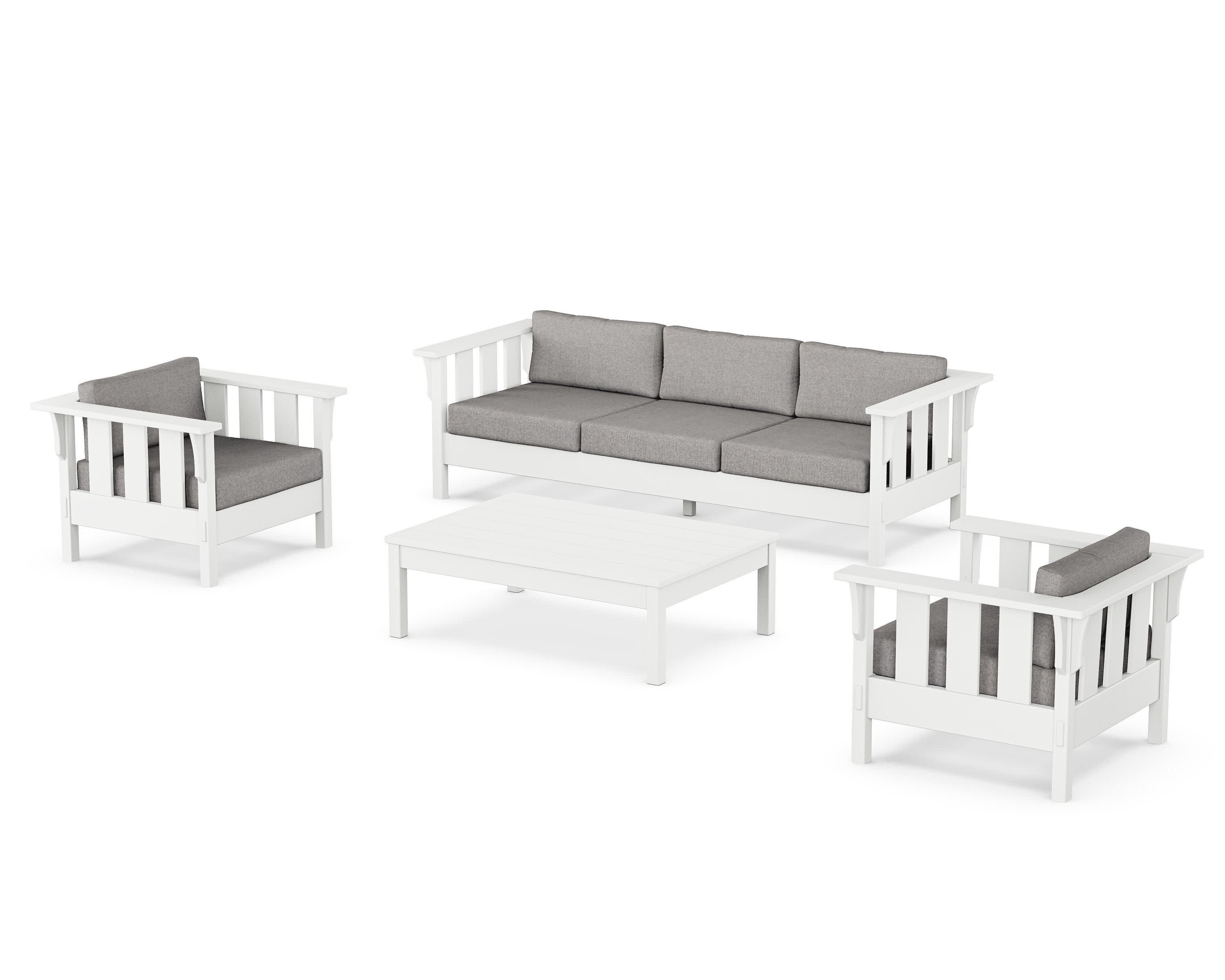 Acadia 4-Piece Deep Seating Set with Sofa in White / Grey Mist