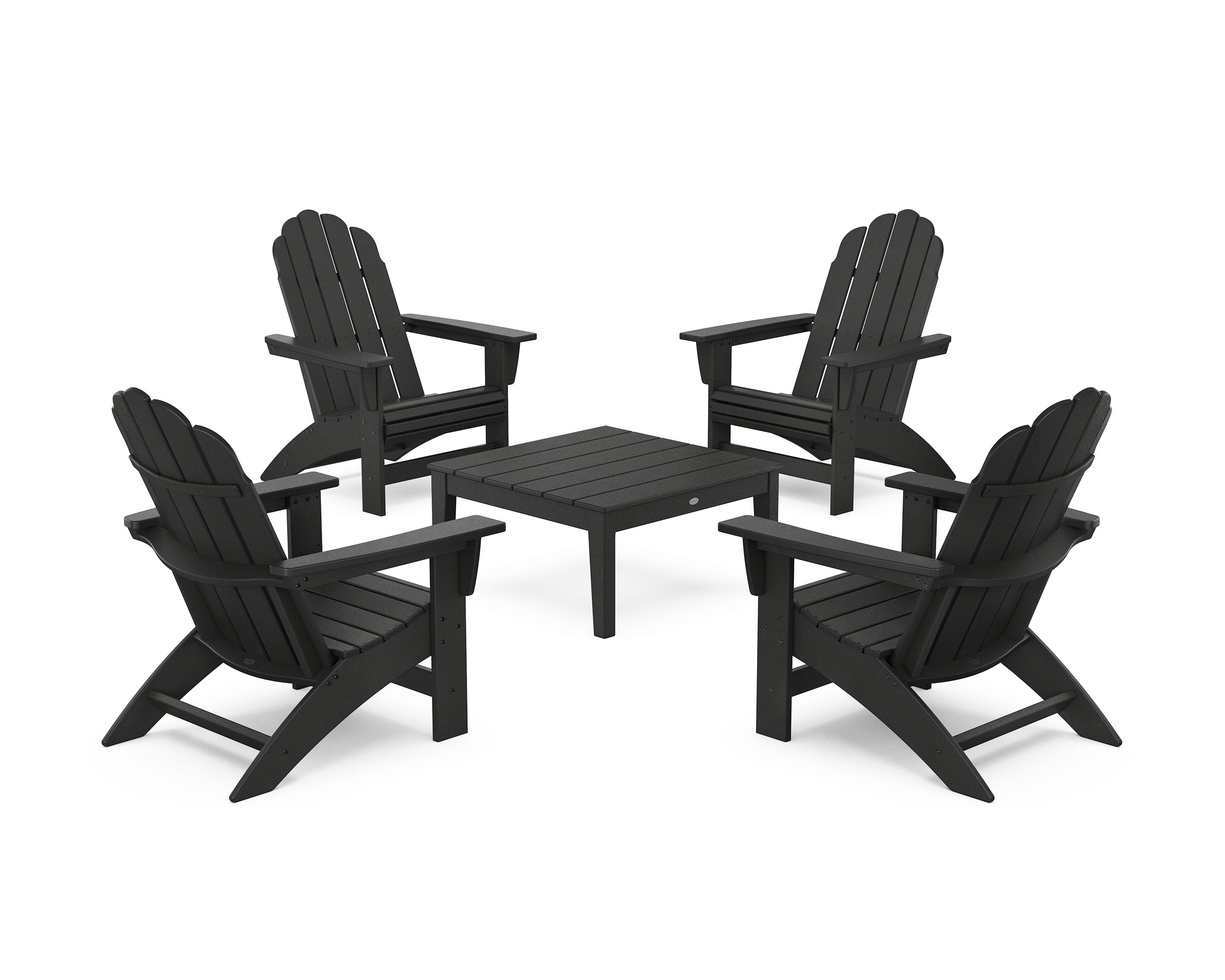 5-Piece Vineyard Grand Adirondack Chair Conversation Group in Black