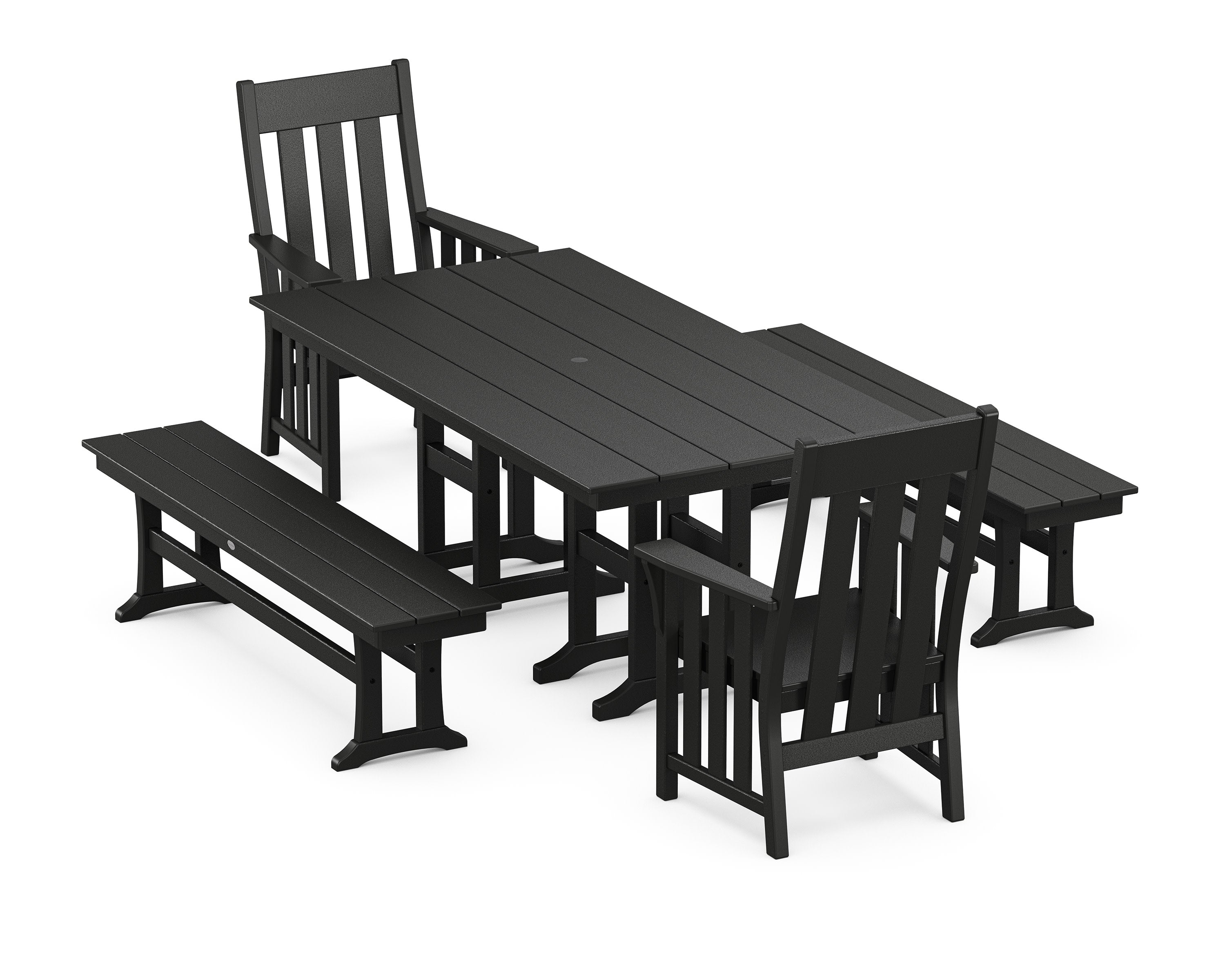 Acadia 5-Piece Farmhouse Dining Set with Benches in Black