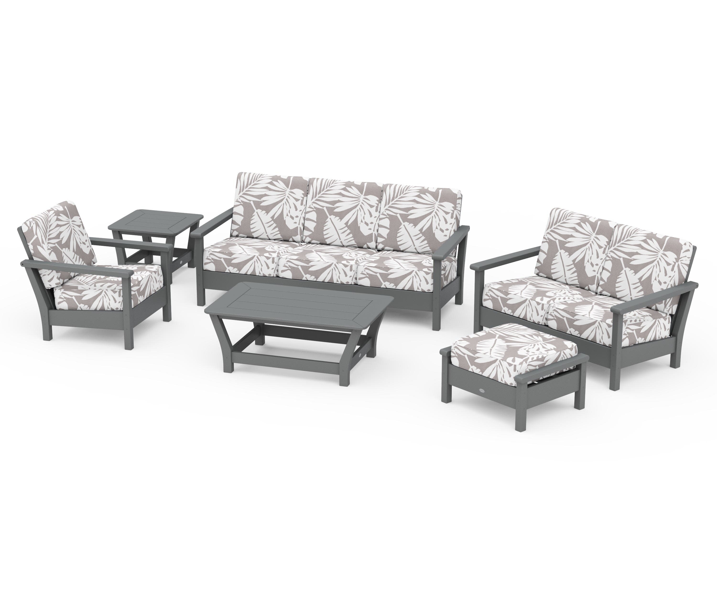 Harbour 6-Piece Outdoor Living Set in Slate Grey / Leaf Grey Mist