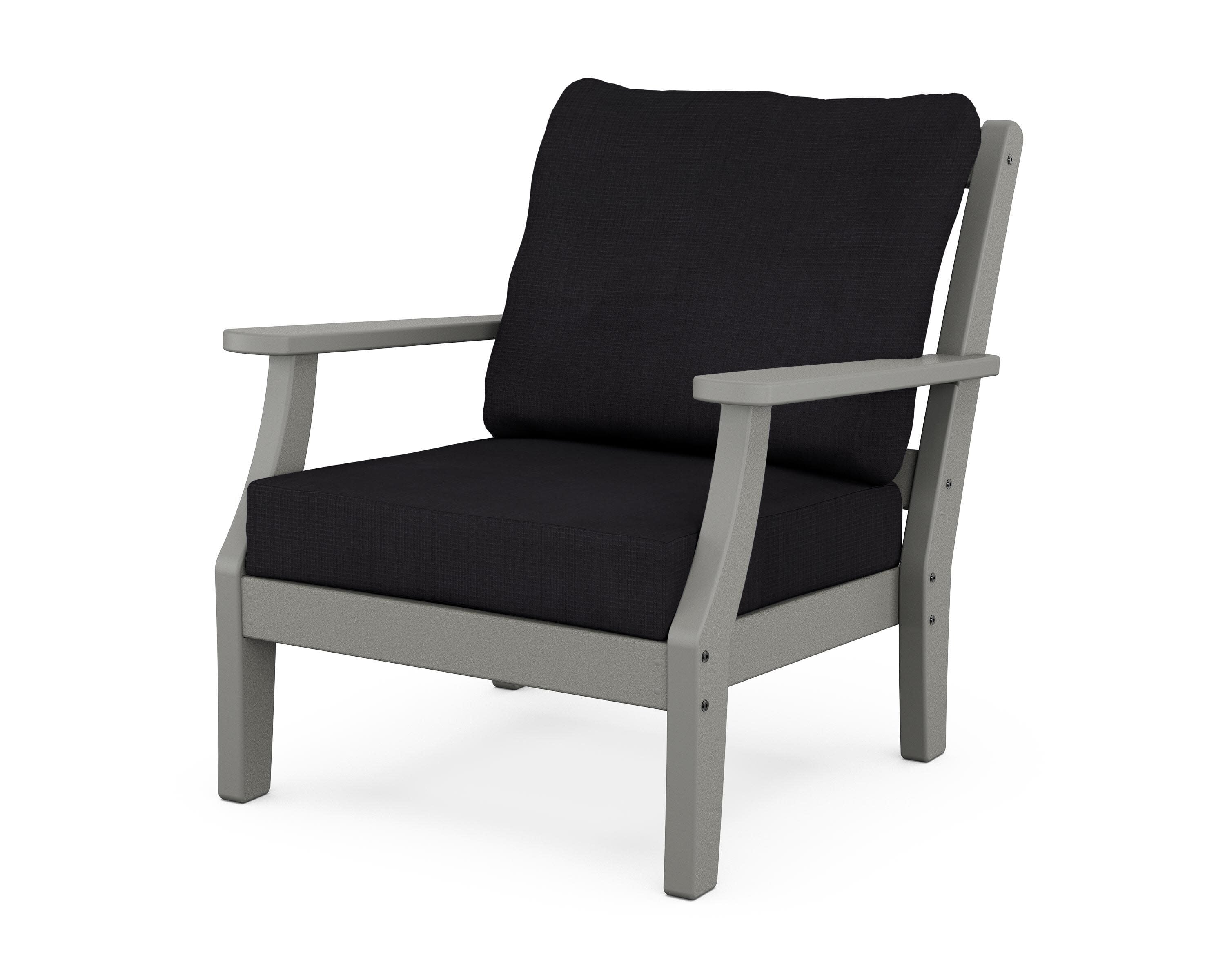 Chinoiserie Deep Seating Chair in Slate Grey / Midnight Linen