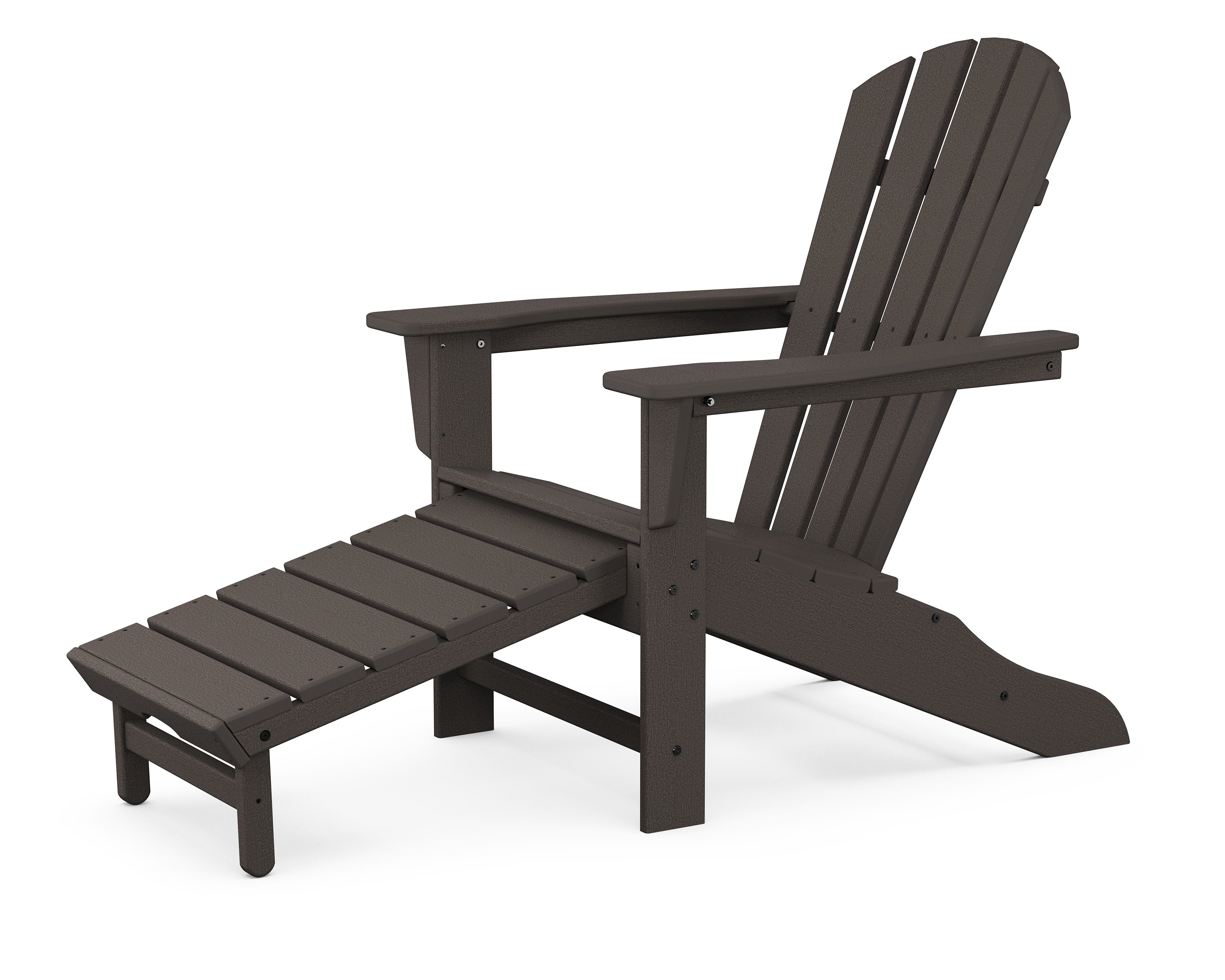 Palm Coast Ultimate Adirondack with Hideaway Ottoman in Vintage Coffee