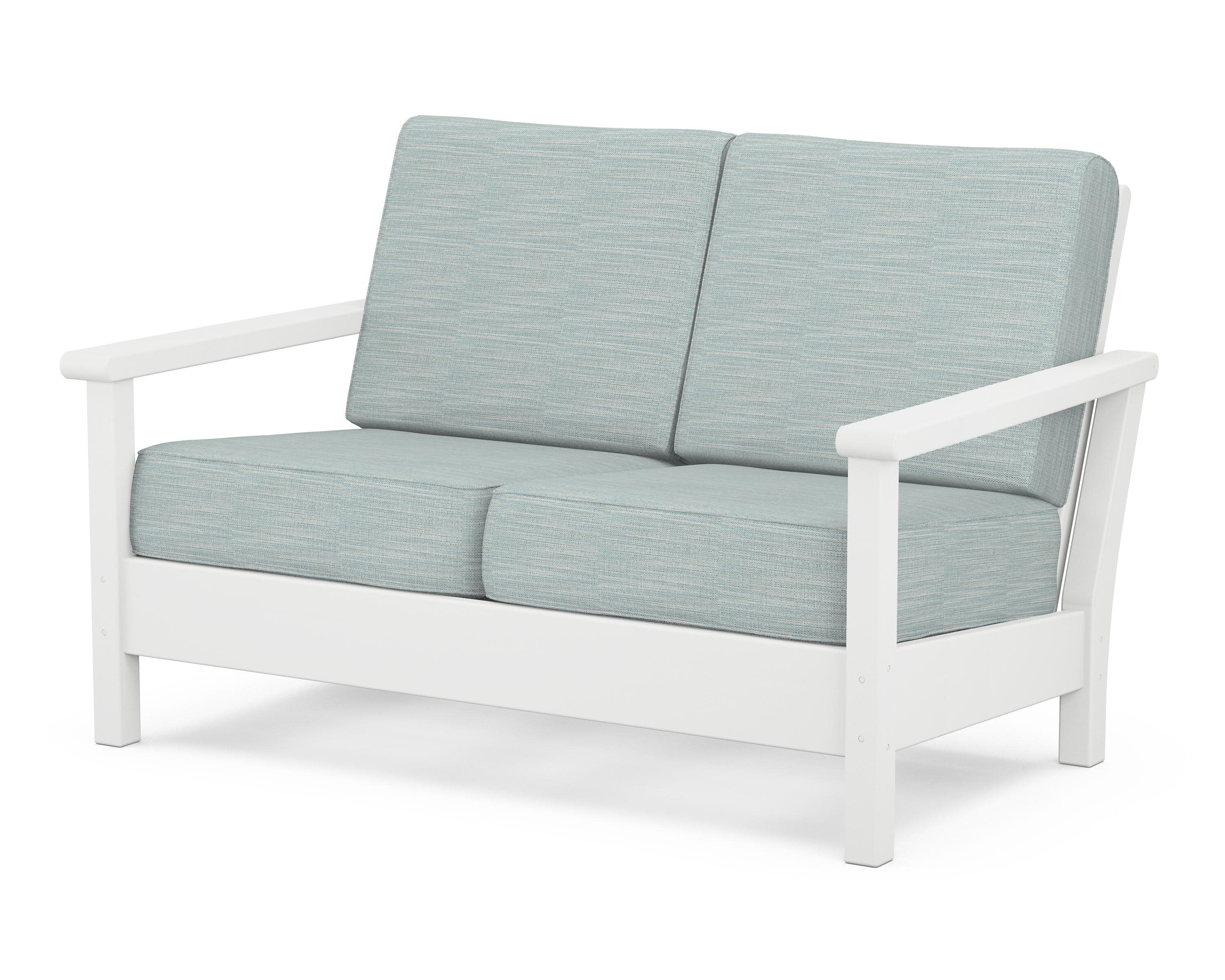 Harbour Deep Seating Loveseat in White / Soothe Mist
