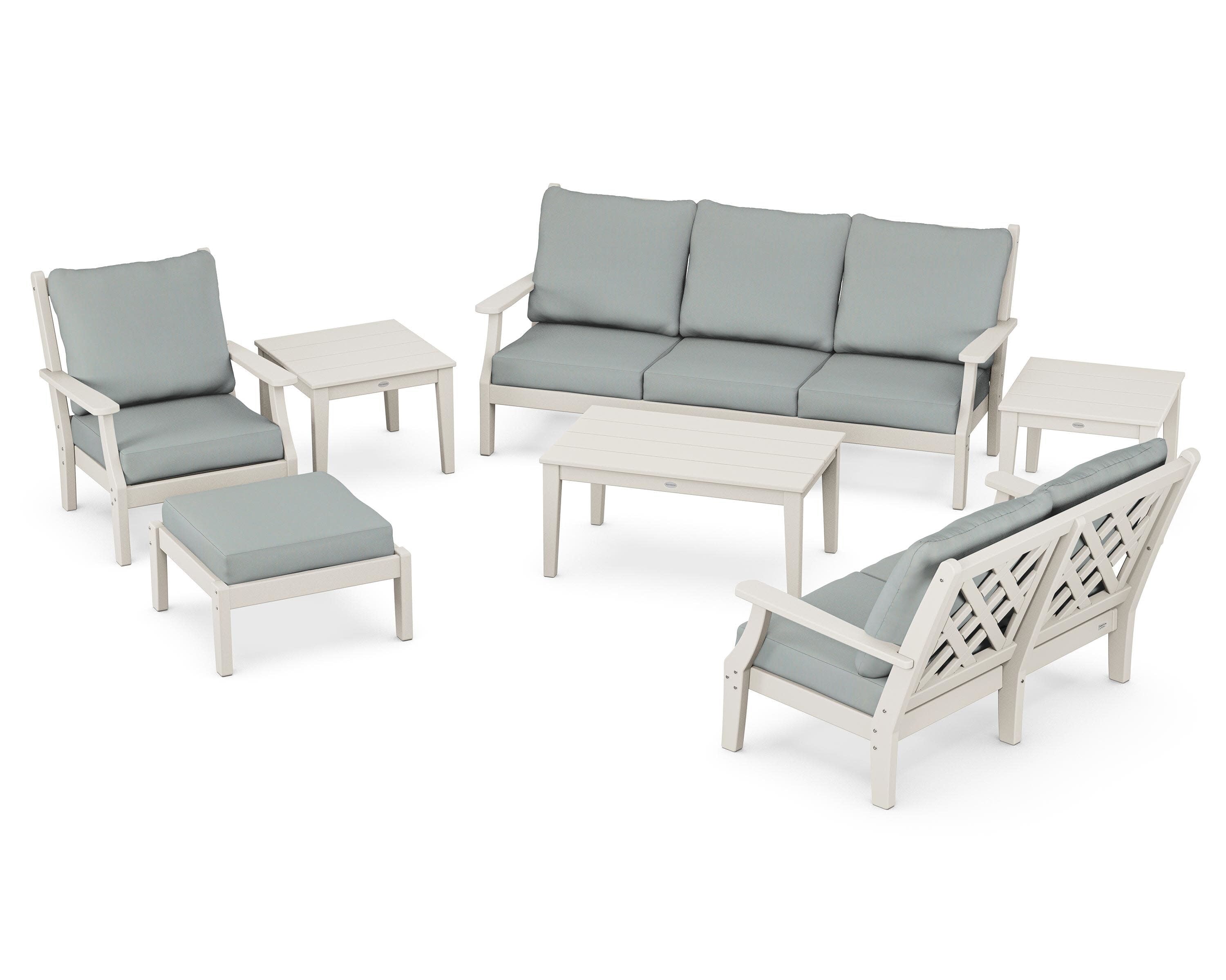 Wovendale 7-Piece Deep Seating Set in Sand / Spa
