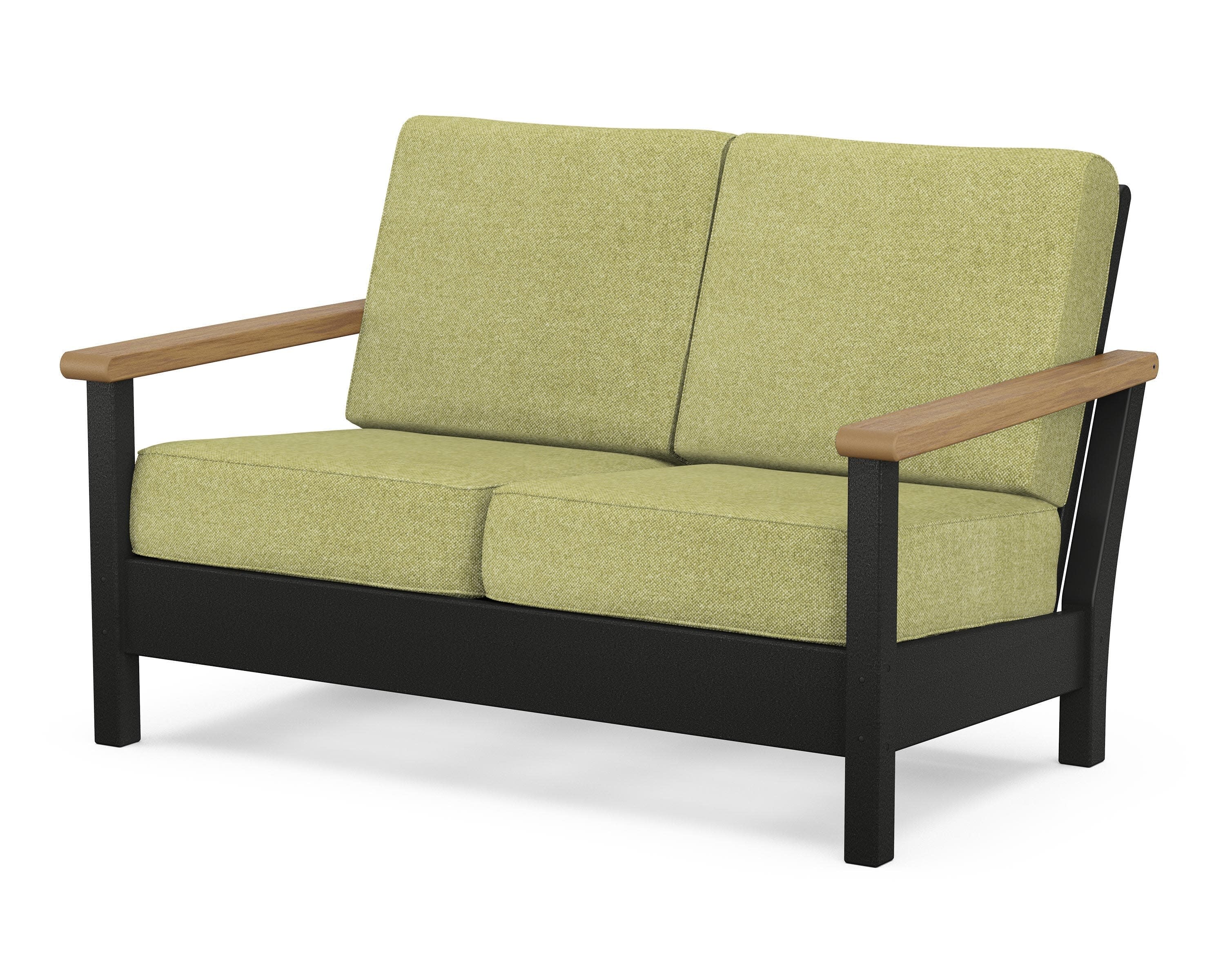 Harbour Deep Seating Loveseat in Black / Natural / Chartreuse Boucle