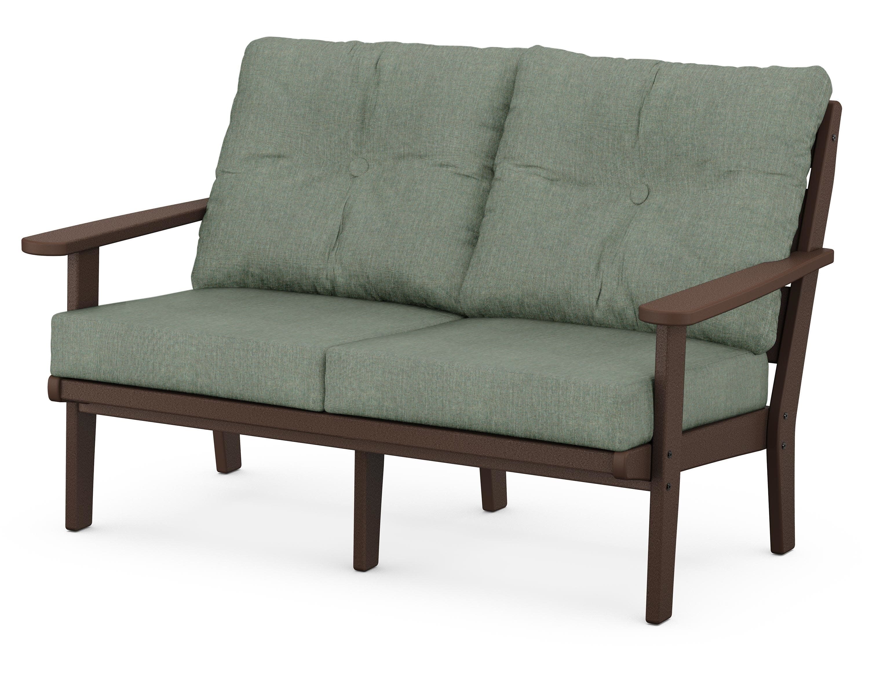 Lakeside Deep Seating Loveseat in Mahogany / Cast Sage