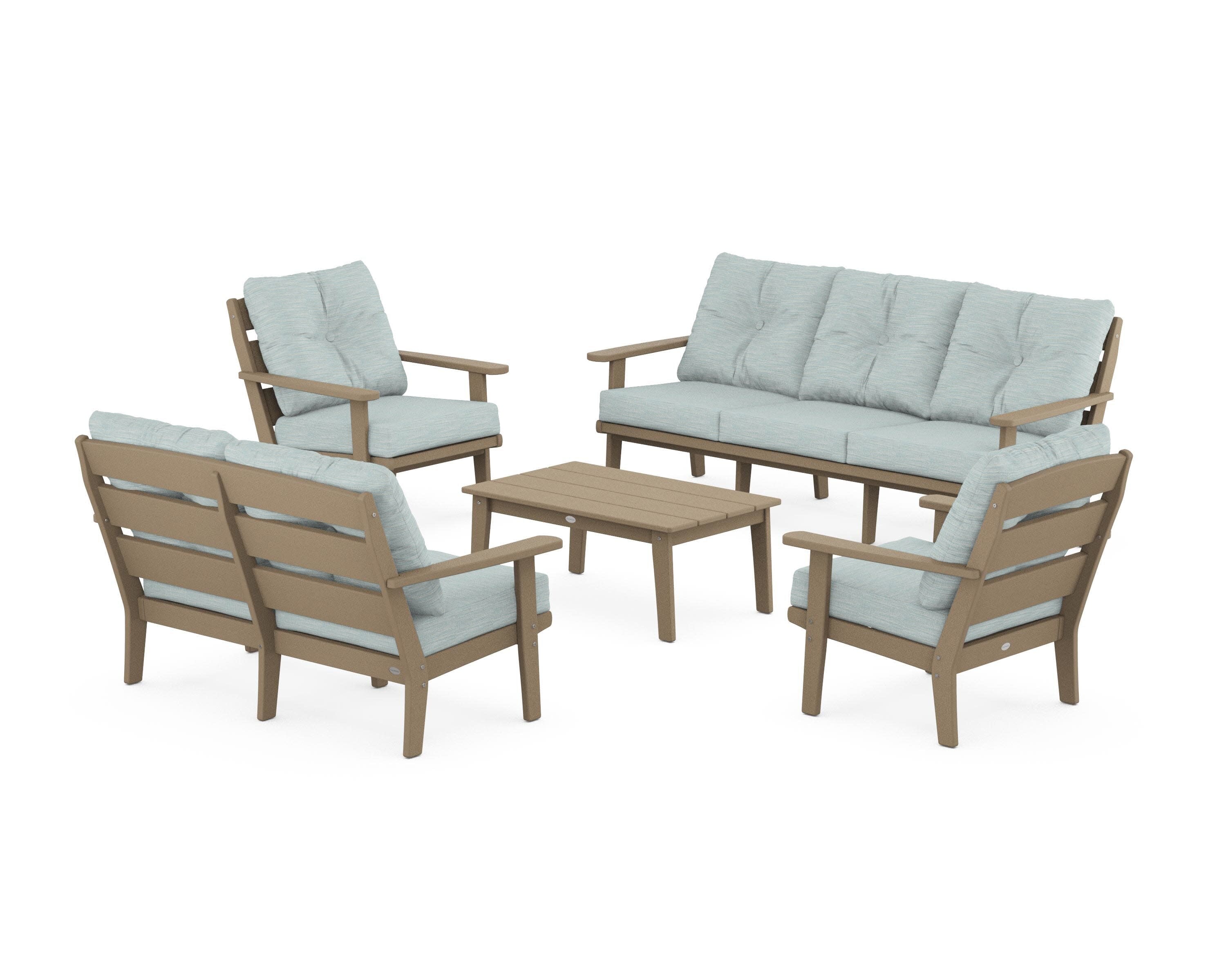 Lakeside 5-Piece Lounge Sofa Set in Vintage Sahara / Soothe Mist