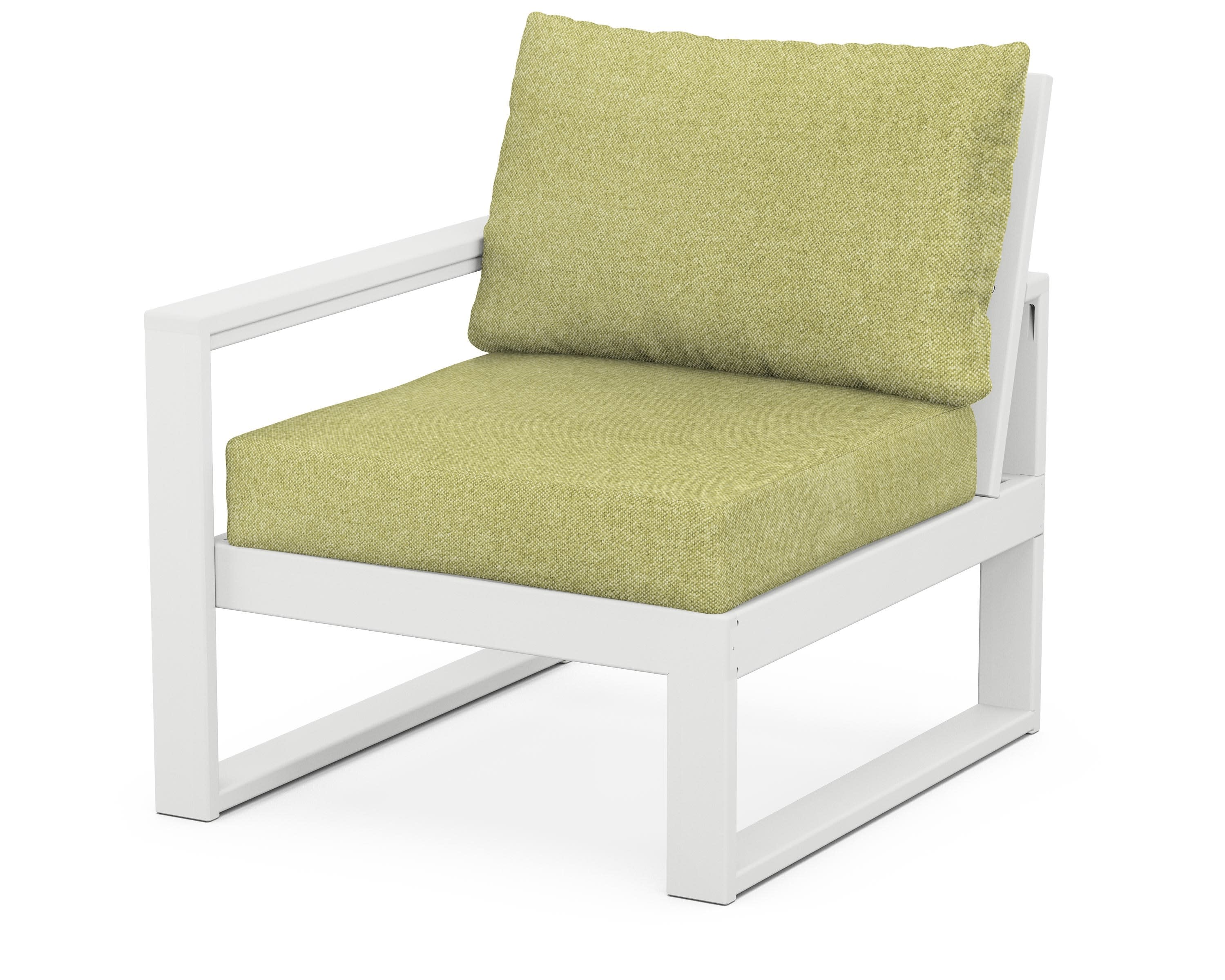 EDGE Modular Left Arm Chair in White / Chartreuse Boucle