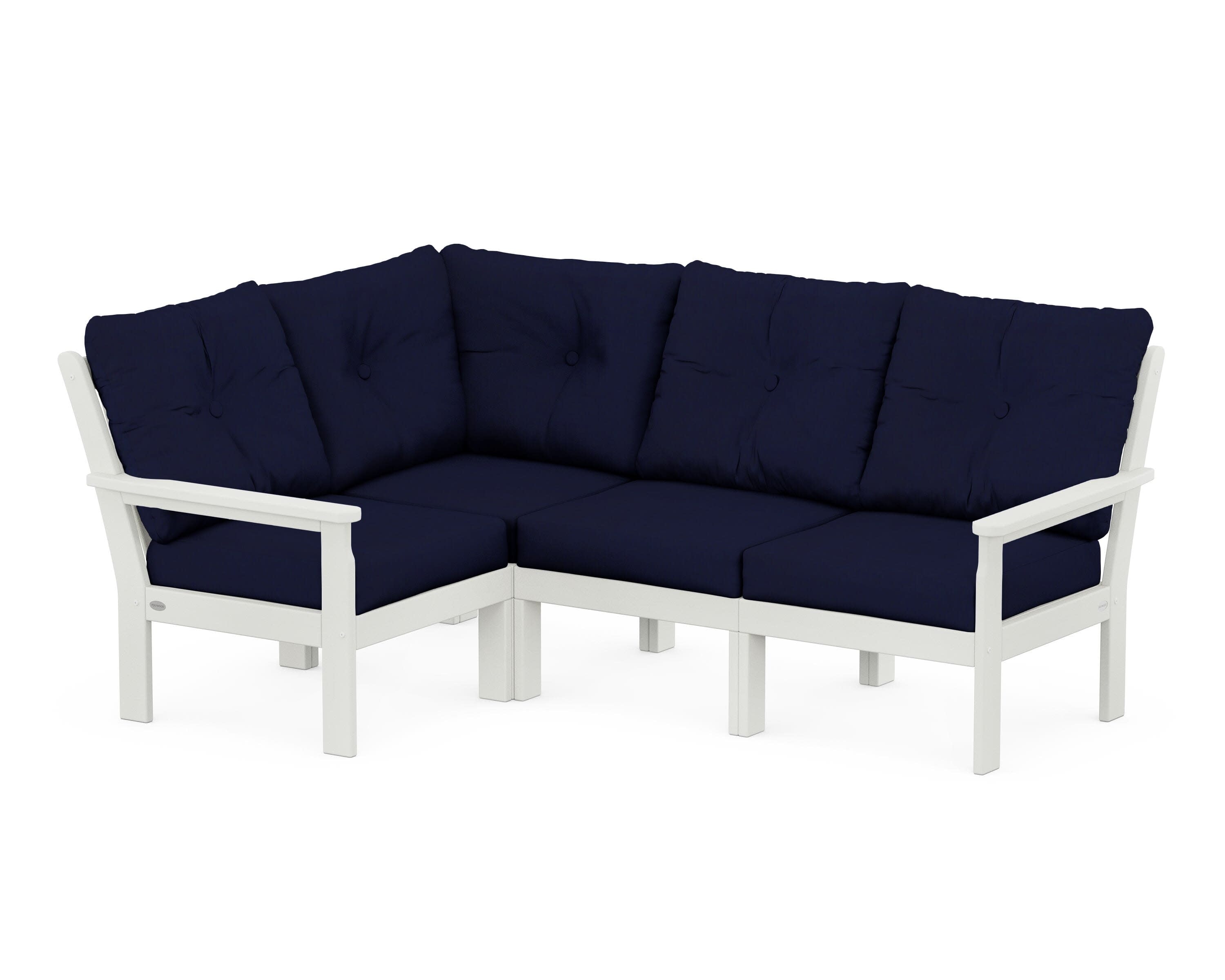 Vineyard 4-Piece Sectional in Vintage White / Navy