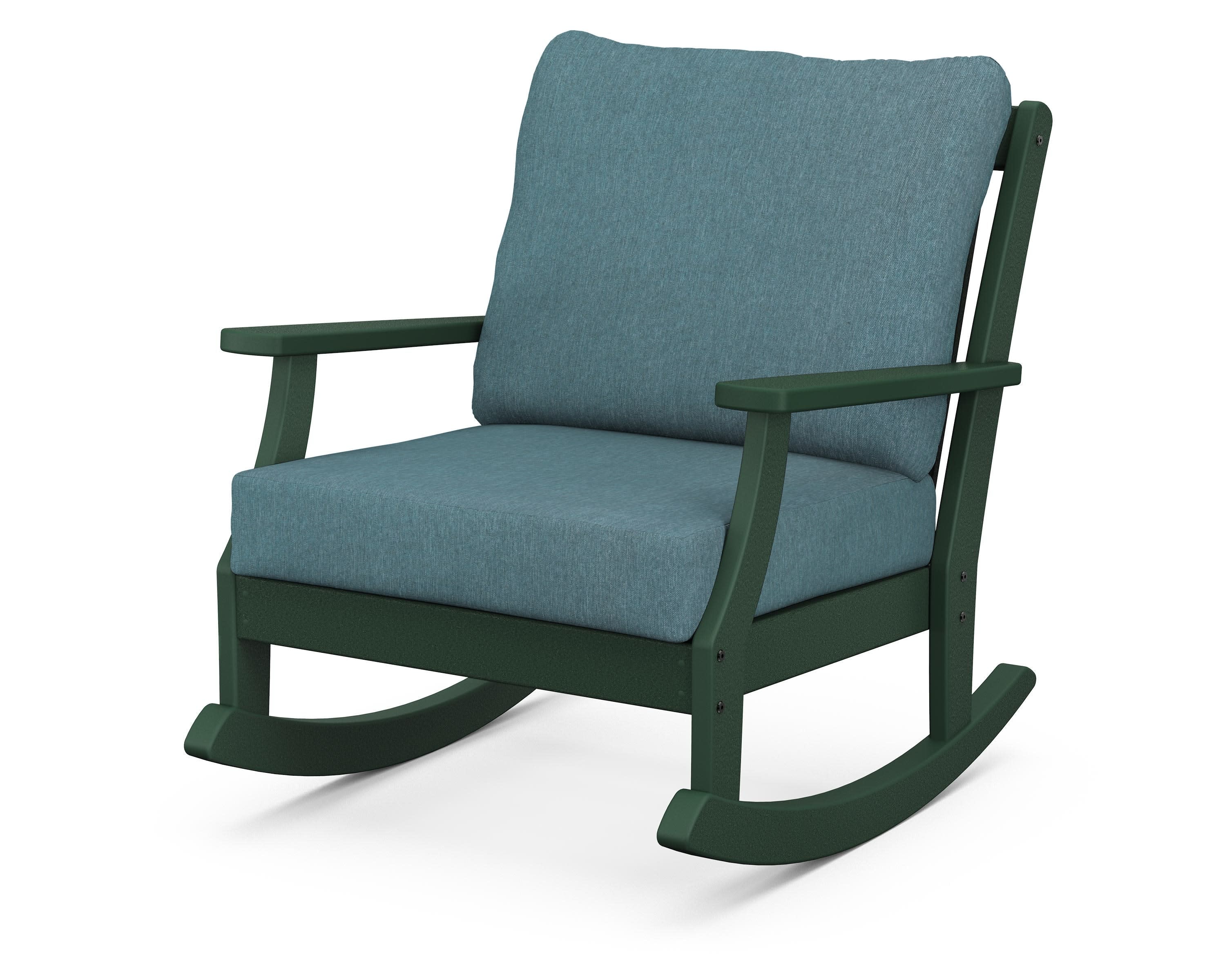 Braxton Deep Seating Rocking Chair in Green / Ocean Teal