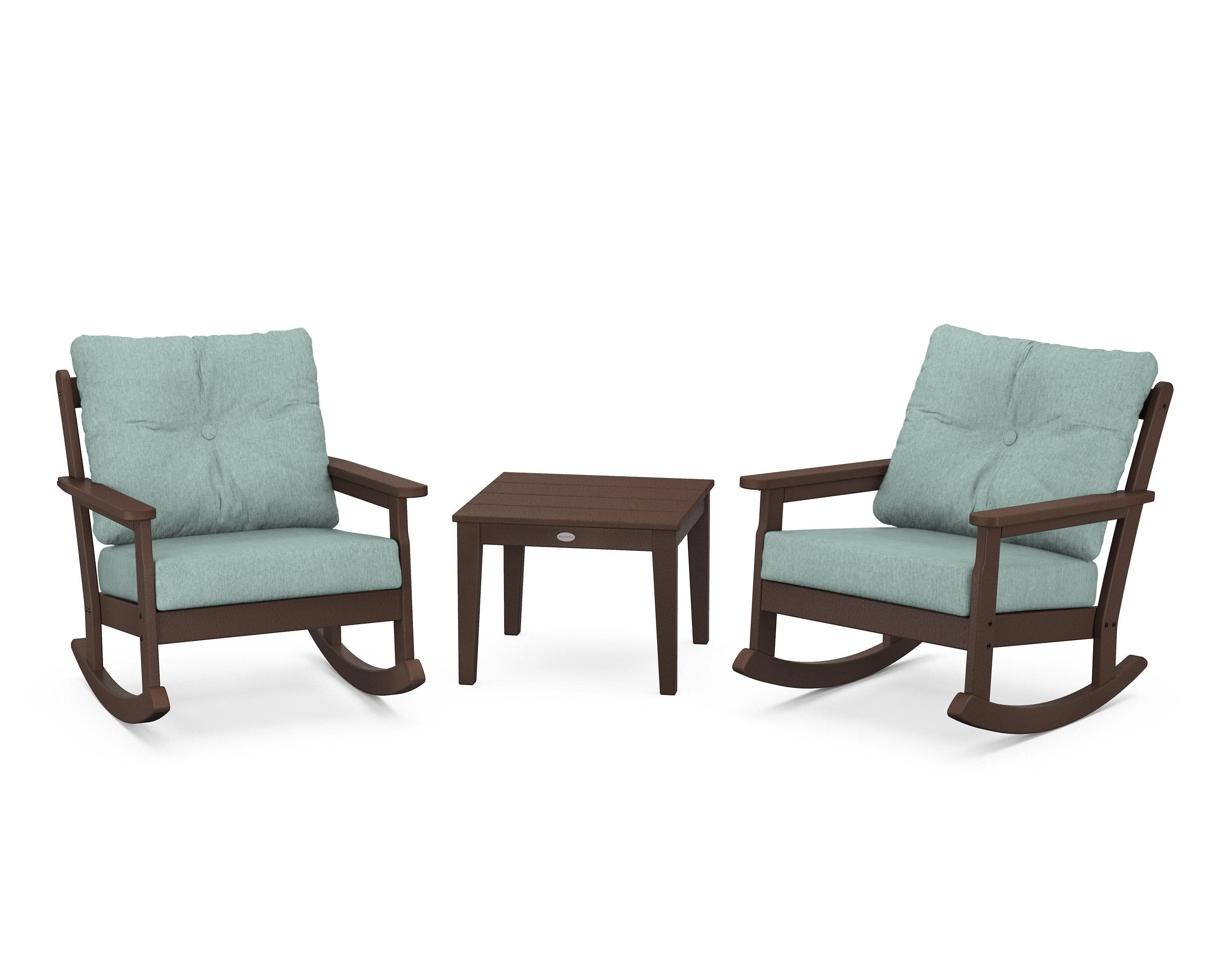 Vineyard 3-Piece Deep Seating Rocker Set in Mahogany / Glacier Spa