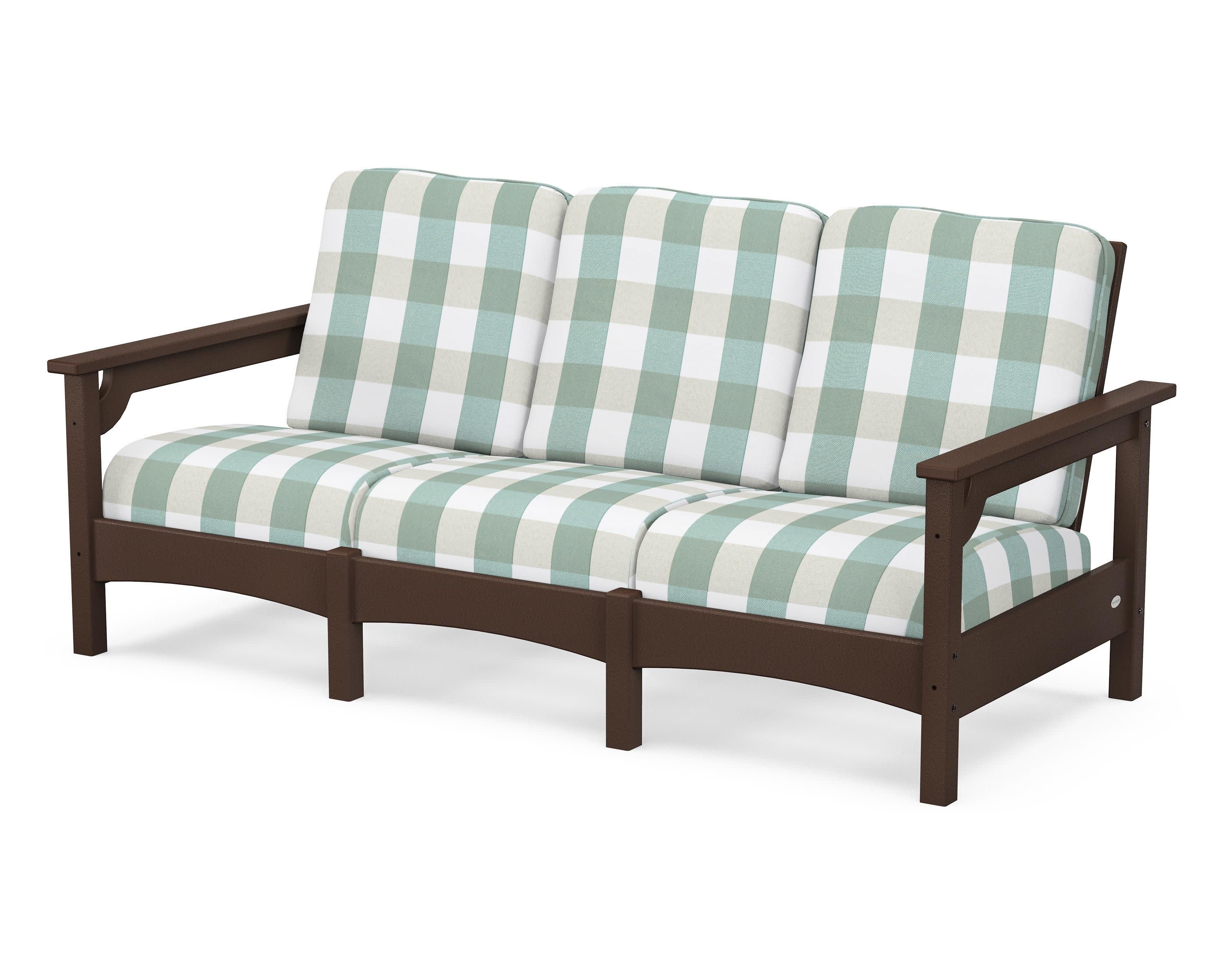 Club Sofa in Mahogany / Buffalo Plaid Glacier Spa